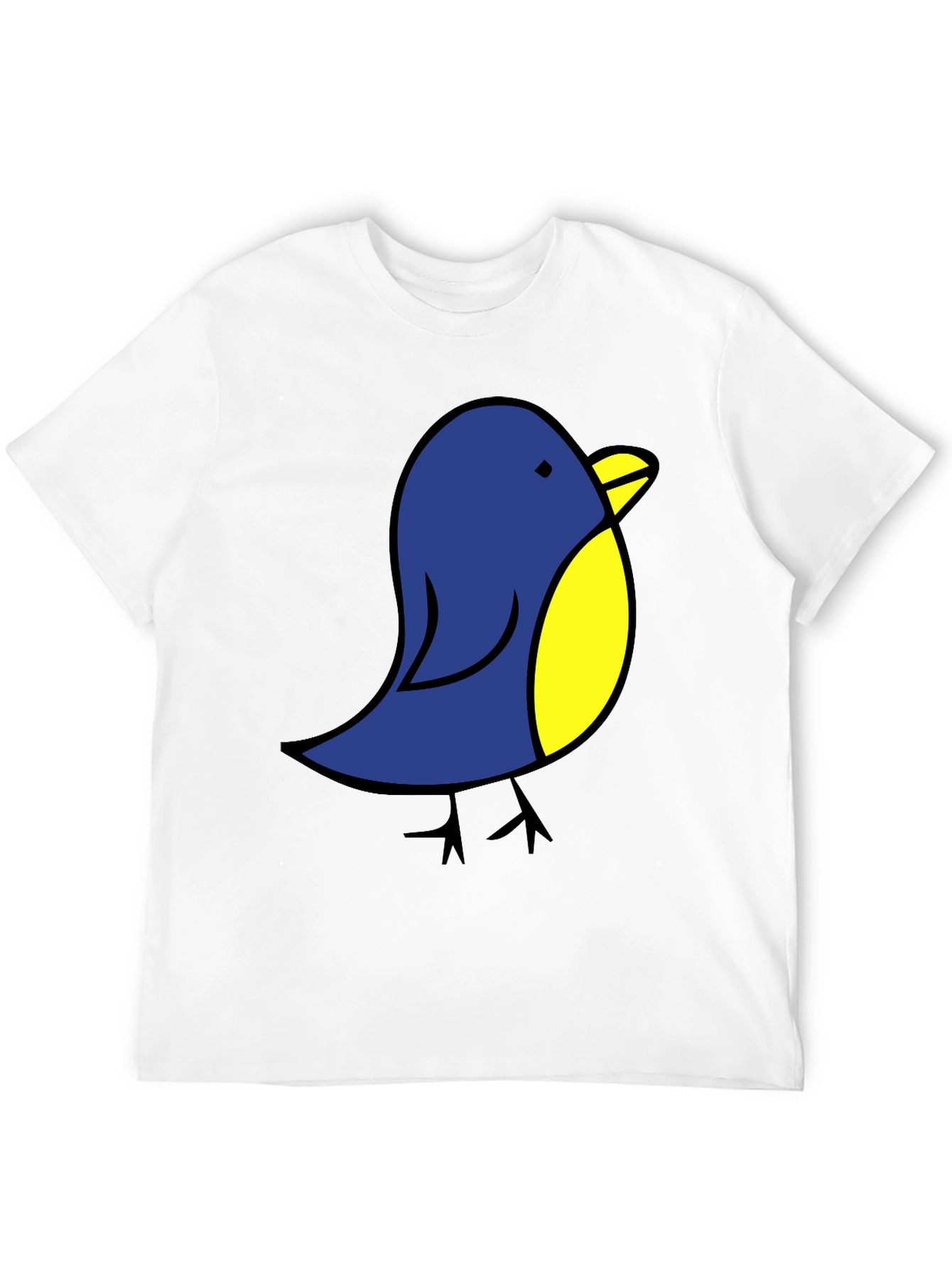 Black Cute Blue Bird Graphic Tee - Black Cotton T-Shirt view 12