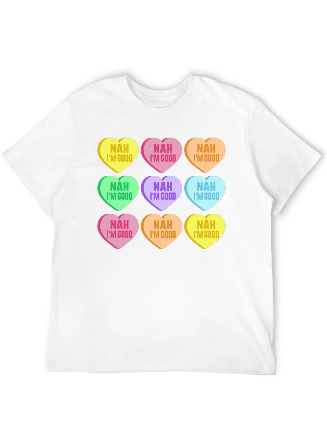 Black Novelty Valentine's Day Candy Heart Graphic T-Shirt view 12