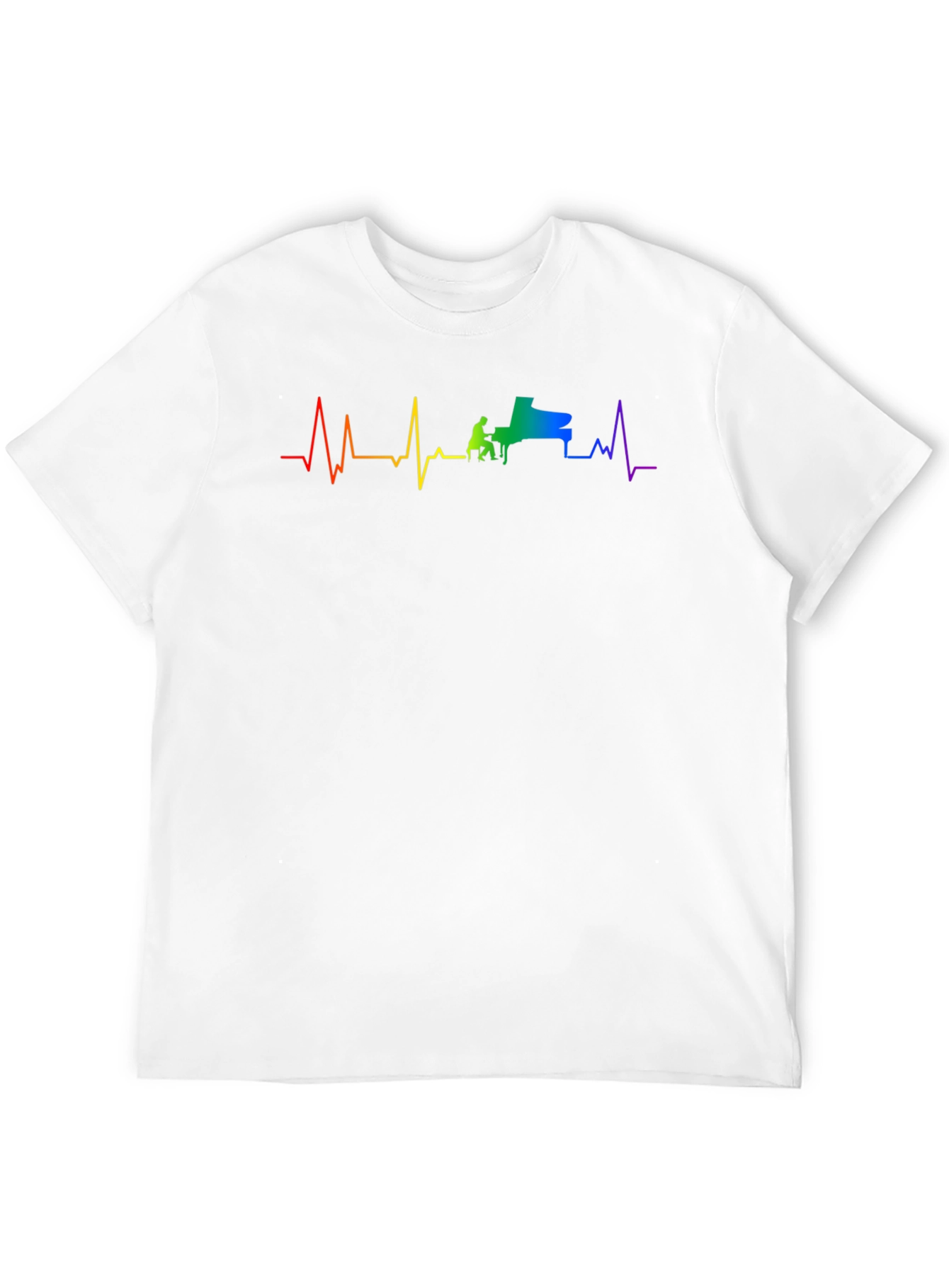 Black Piano Heartbeat Rainbow Graphic Tee - Black view 12