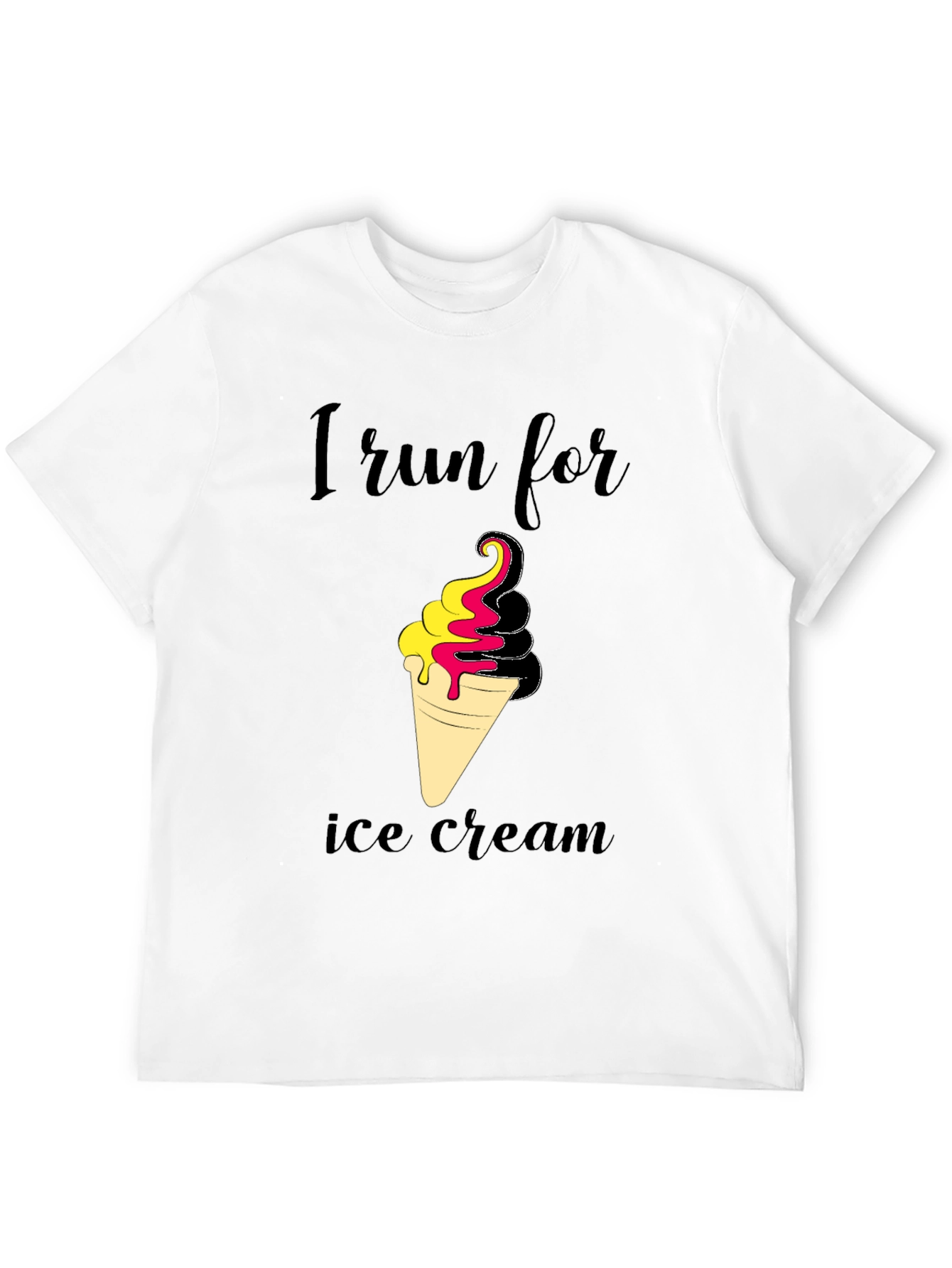 Black I Run For Ice Cream Black T-Shirt view 12