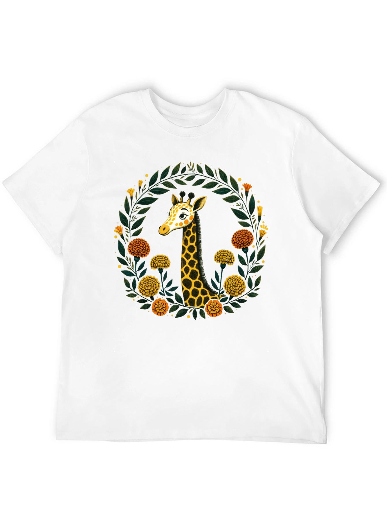 Black Giraffe Floral Wreath Graphic Tee view 12