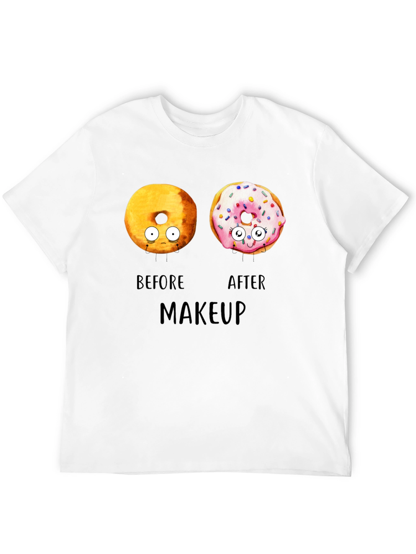 Black Donut Before & After Makeup T-Shirt - Funny Tee view 12