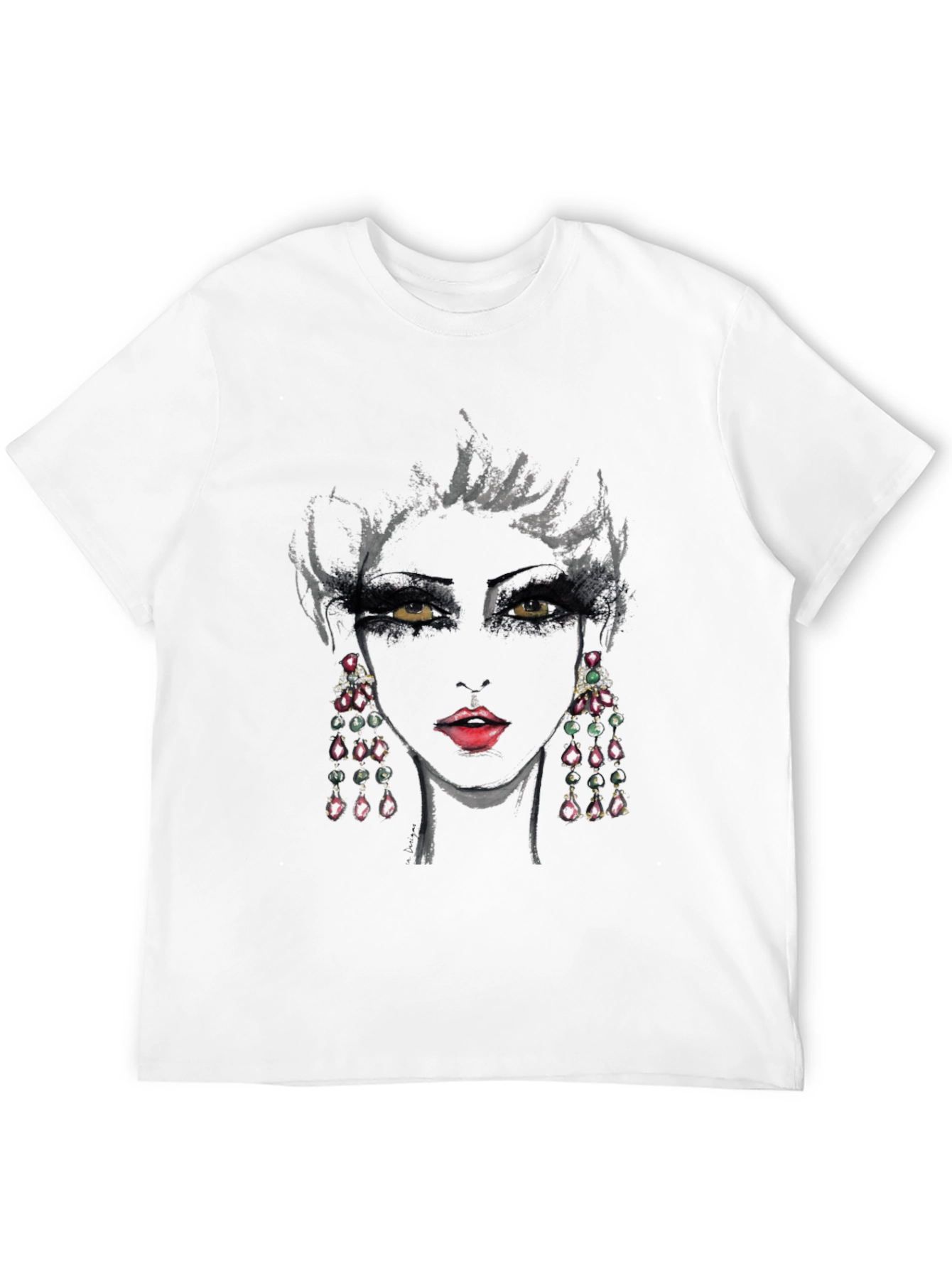 Black Edgy Woman Portrait Graphic T-Shirt view 12
