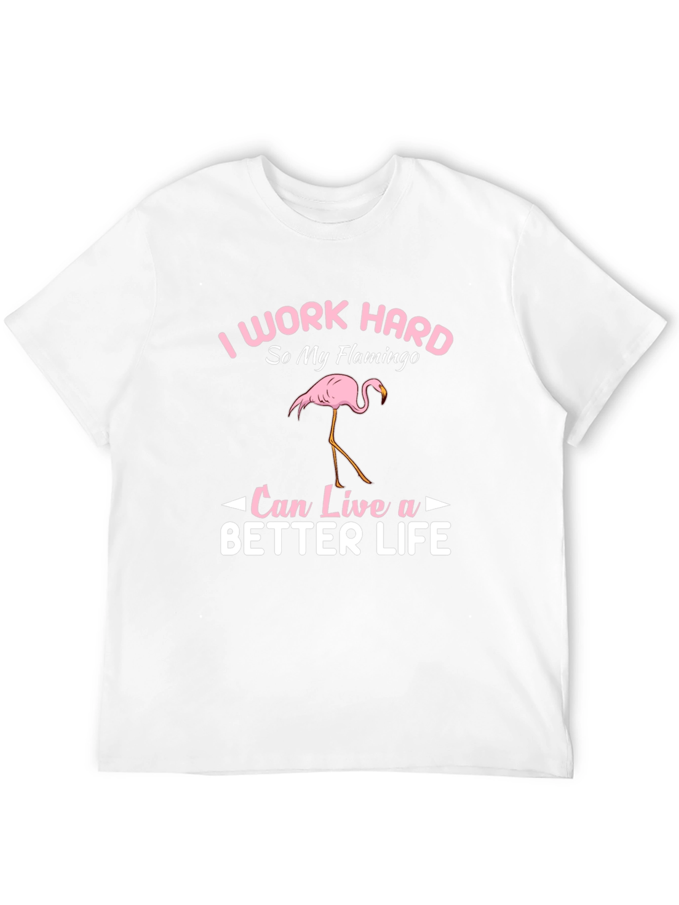 Black I Work Hard Flamingo Graphic T-Shirt view 12