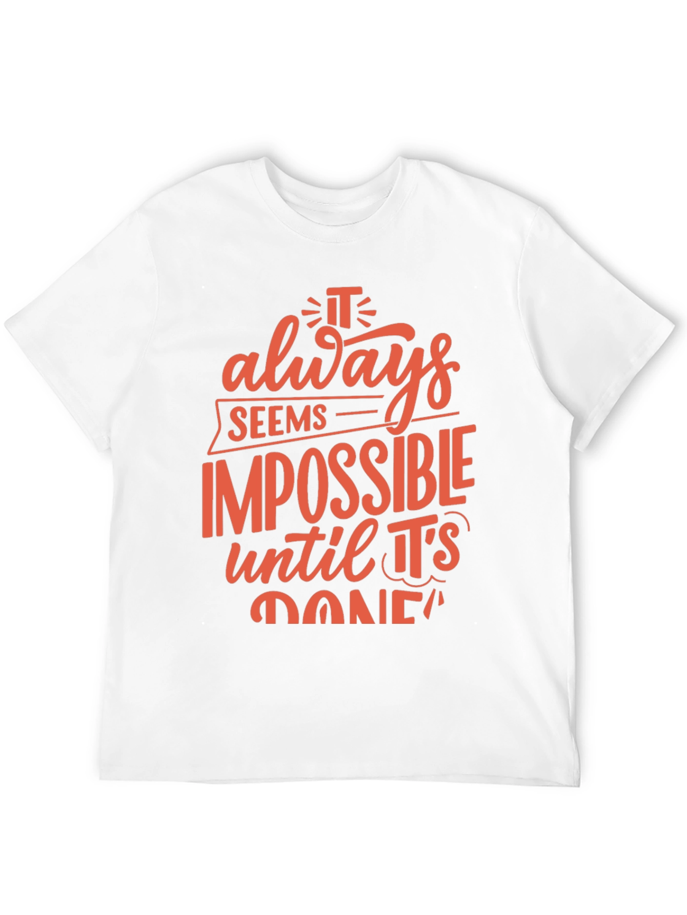 Black Inspirational Black T-Shirt: It Always Seems Impossible view 12