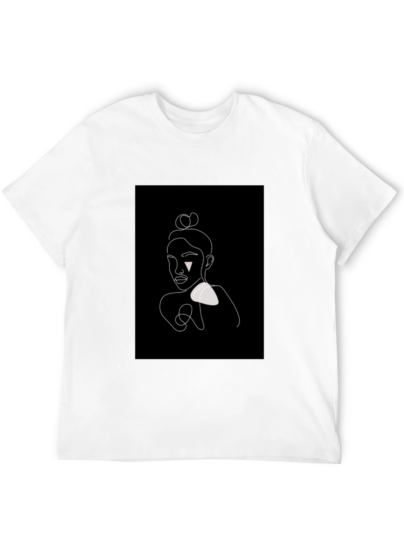Black Minimalist Line Art Woman's Portrait Black T-Shirt view 12