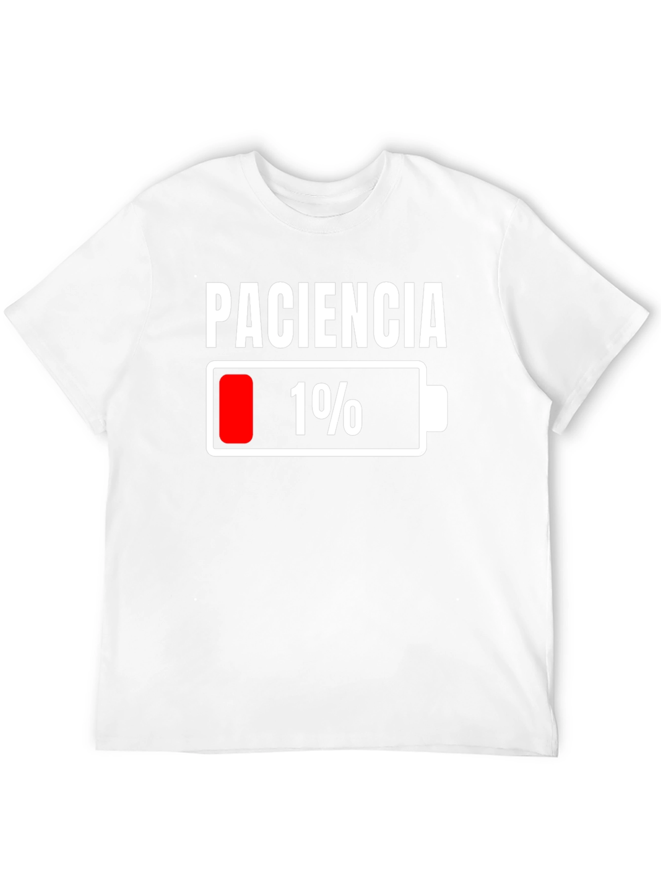 Black Paciencia 1% Low Battery Funny T-Shirt view 12