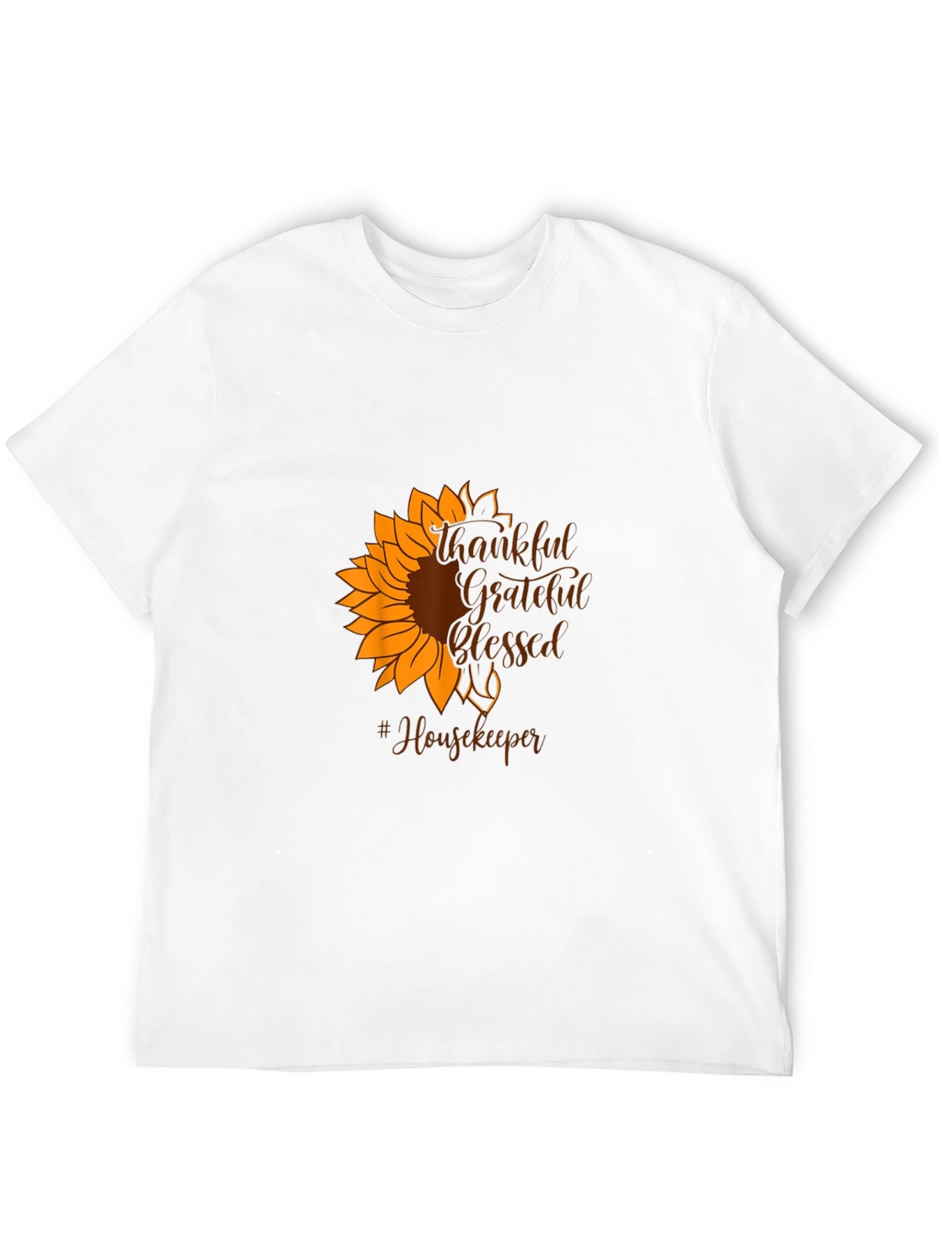 Black Thankful Grateful Blessed Housekeeper Sunflower T-Shirt view 12