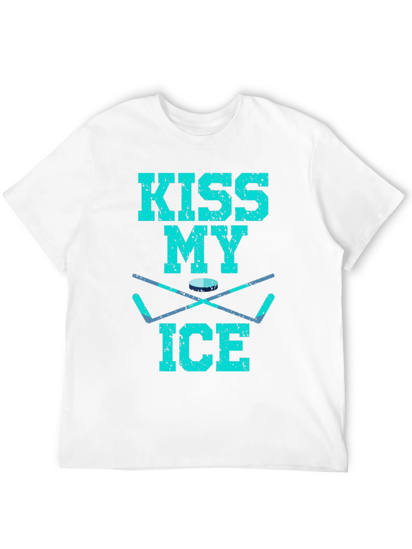 Black Kiss My Ice Hockey T-Shirt - Funny Hockey Gift view 12