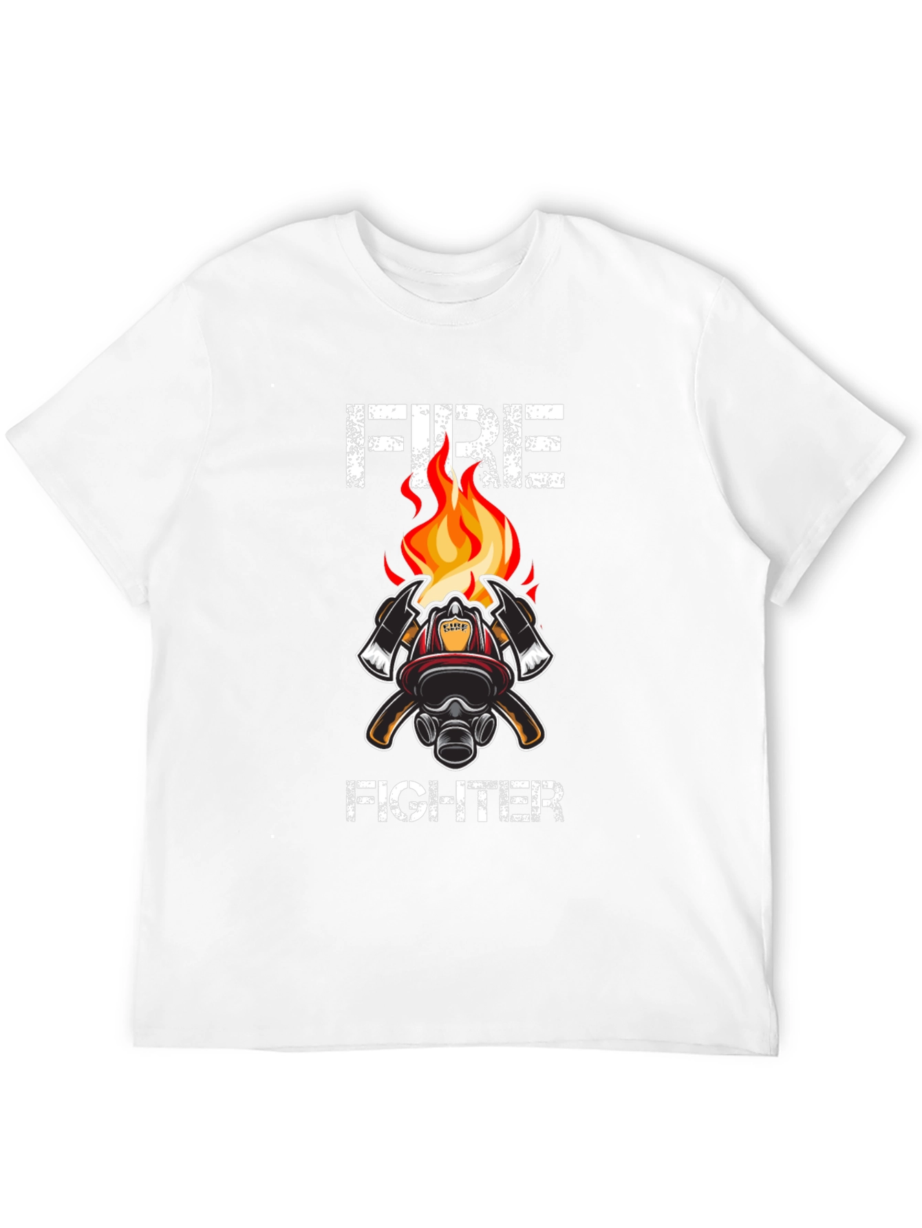 Black Firefighter T-Shirt - Axe & Helmet Graphic Tee view 12