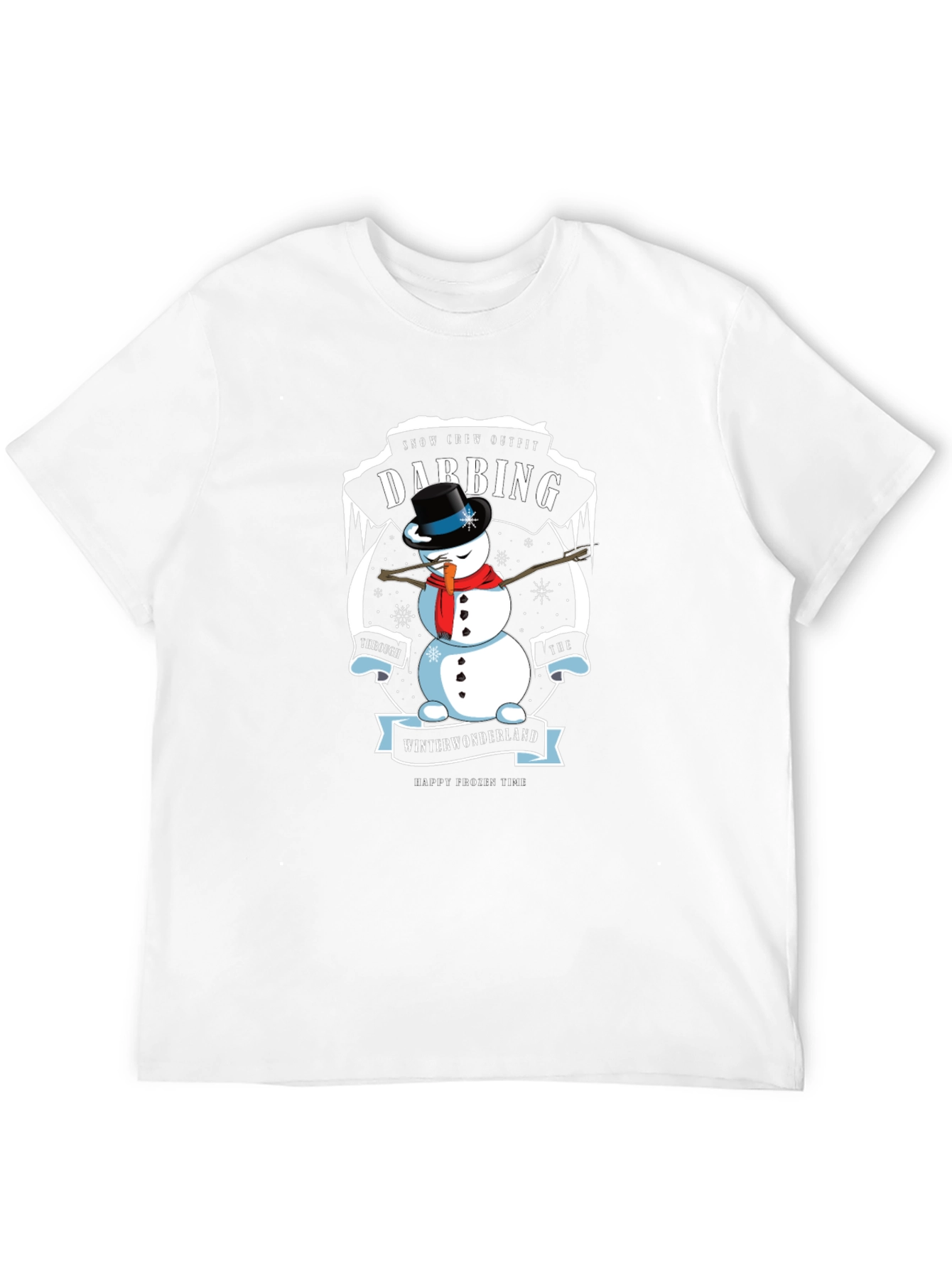 Black Dabbing Snowman Winter Wonderland Crew Neck T-Shirt view 12