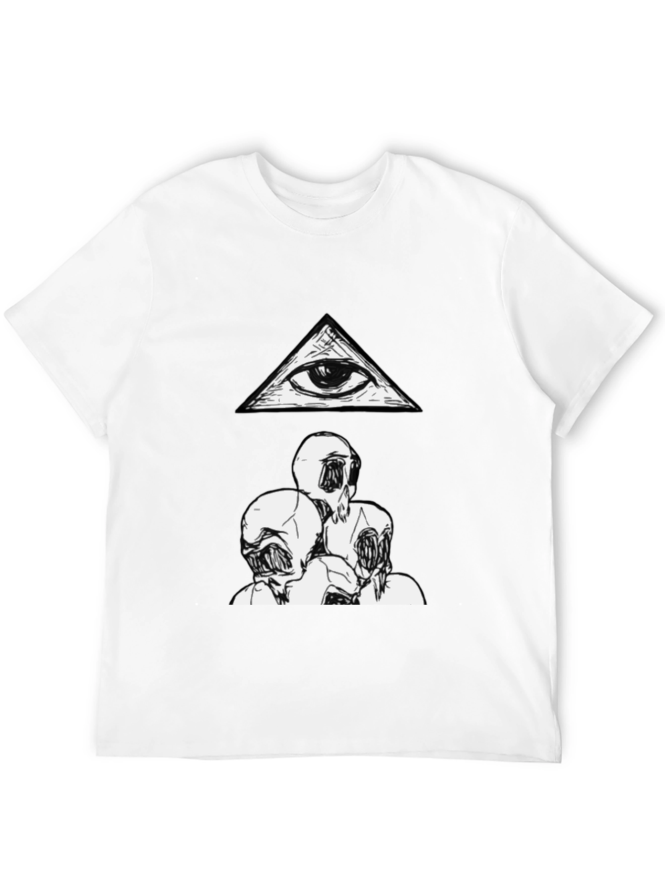 Black Eye Pyramid & Monster Faces Graphic Tee - Black Cotton view 12