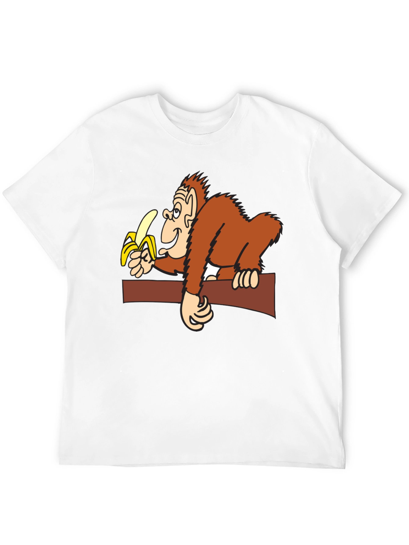Black Cartoon Monkey Eating Banana T-Shirt view 12