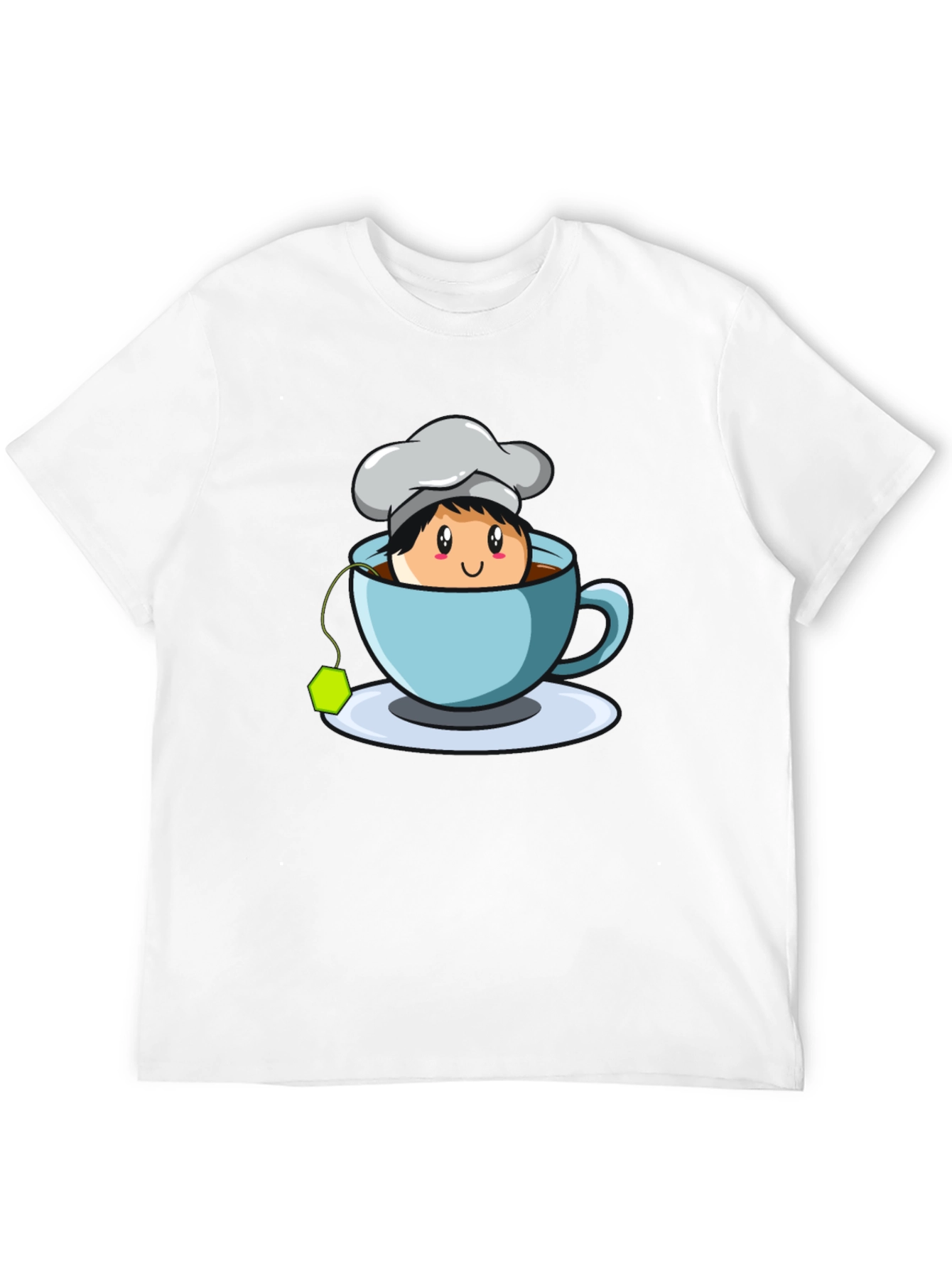 Black Chef Tea Cup Graphic T-Shirt - Cute Cartoon Design view 12