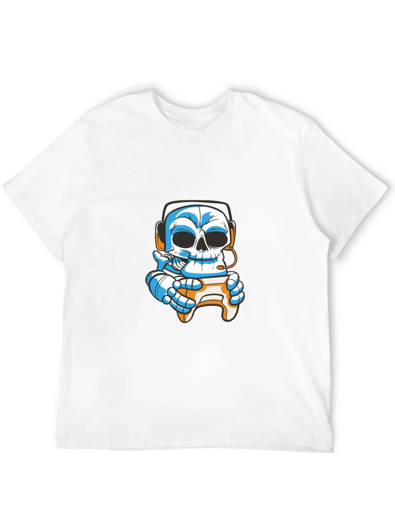 Black Gamer Skull T-Shirt - Black Cotton Graphic Tee view 12