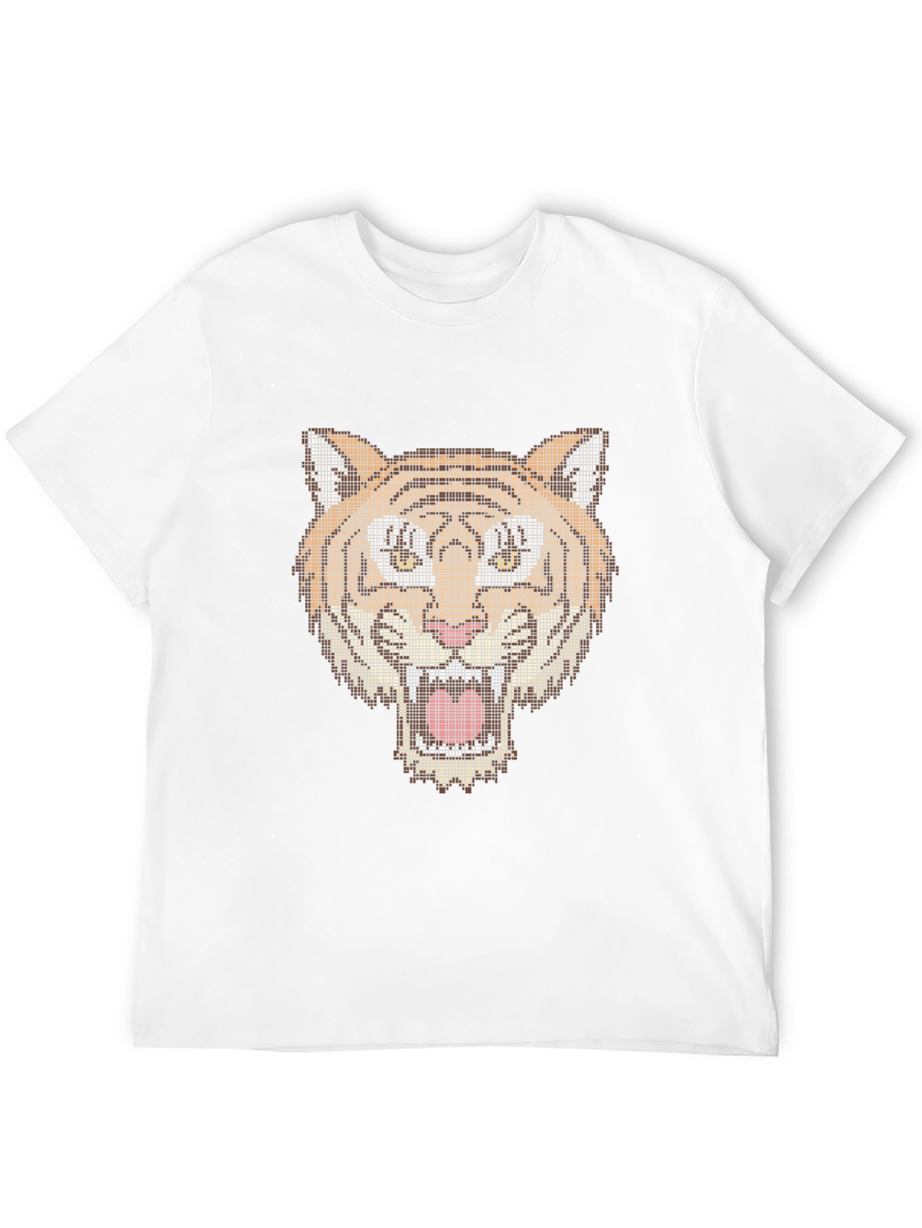 Black Pixel Tiger Graphic Tee - Black Cotton T-Shirt view 12