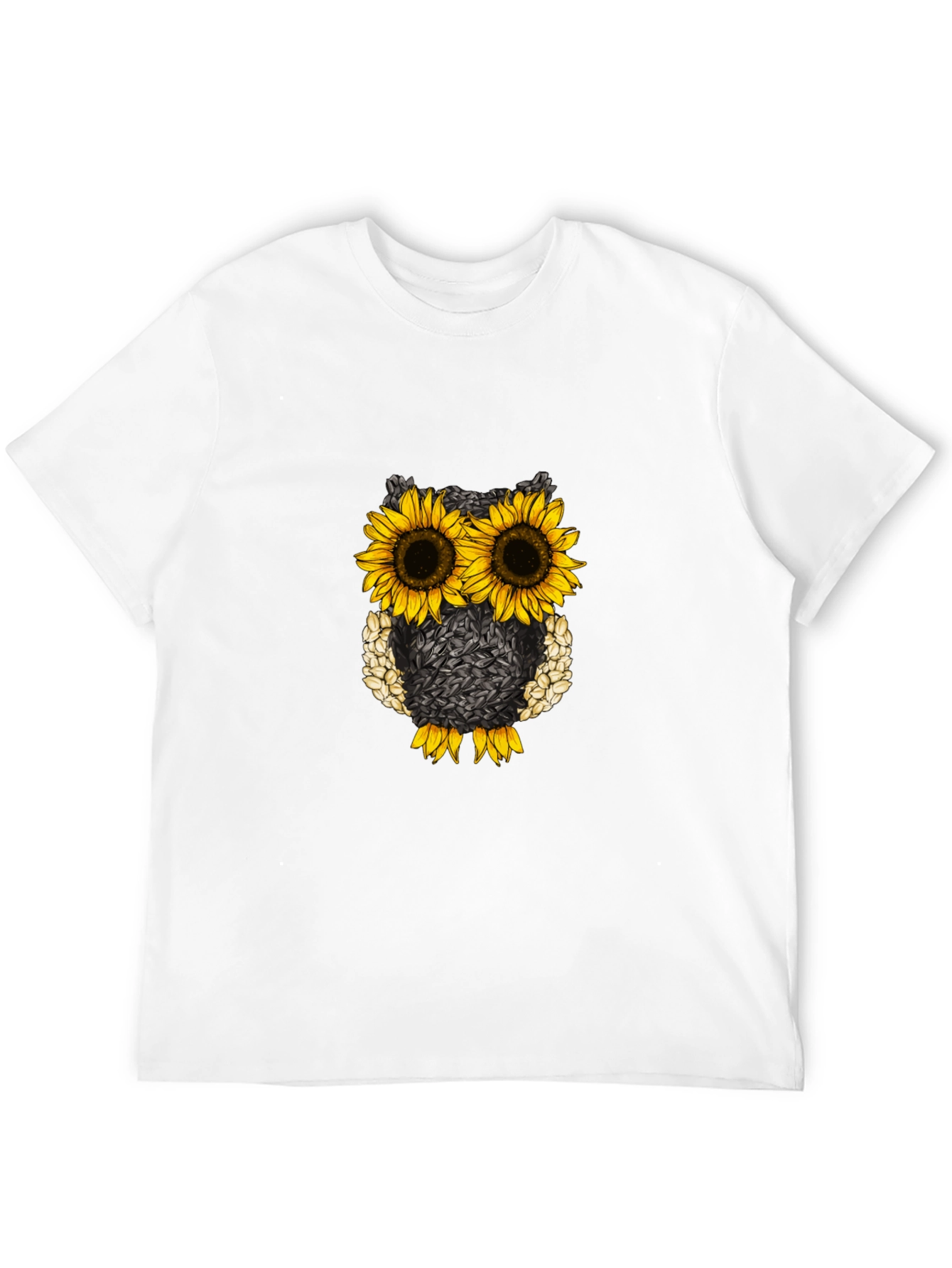 Black Sunflower Owl Graphic Tee - Black Cotton Blend view 12