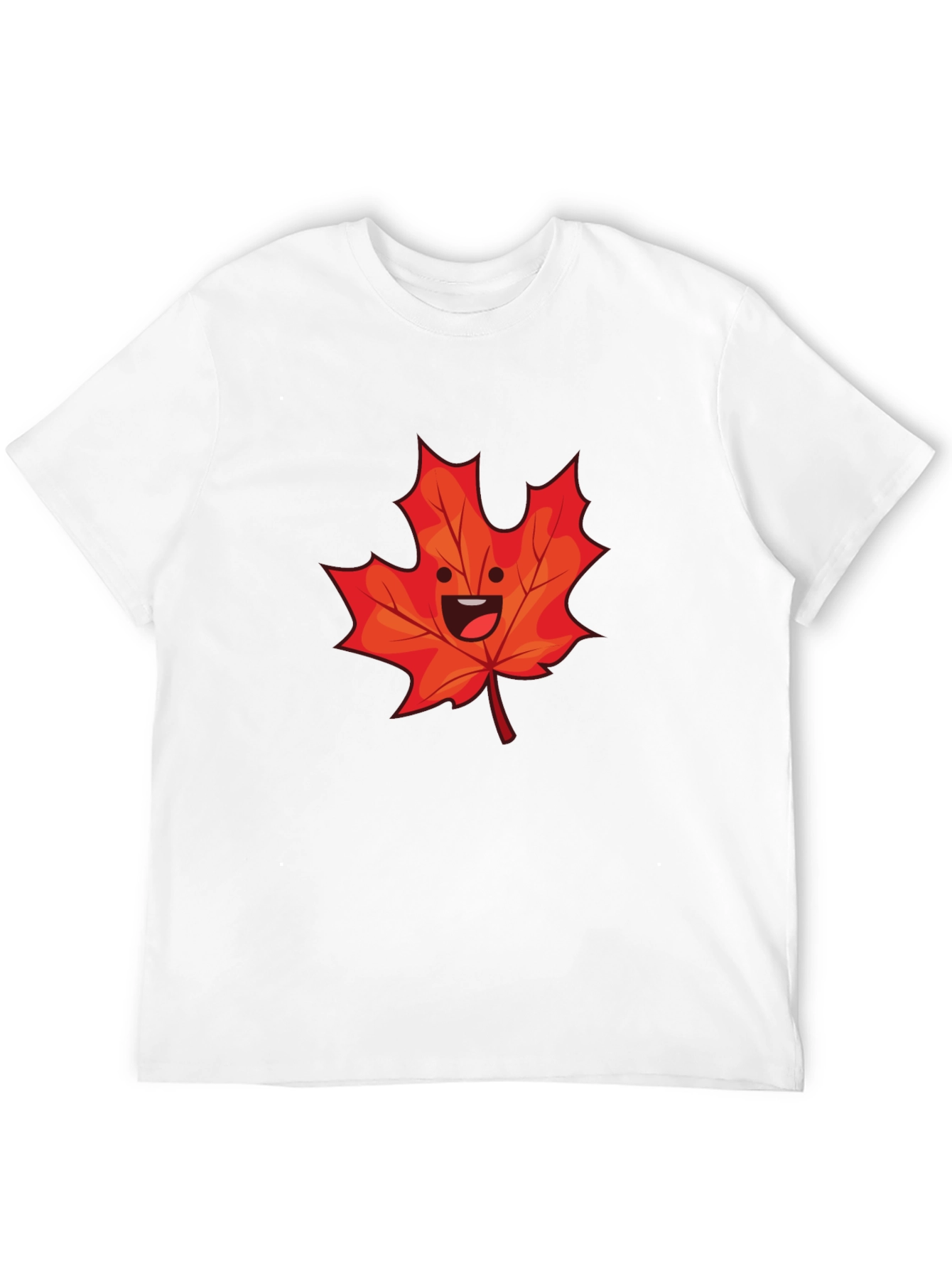 Black Happy Maple Leaf Graphic Tee - Black Cotton Shirt view 12
