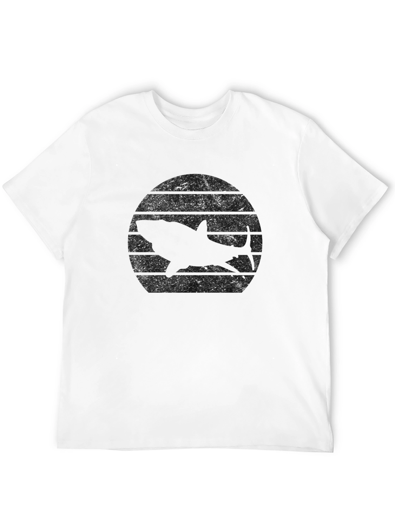 Black Retro Shark Sunset Black T-Shirt view 12