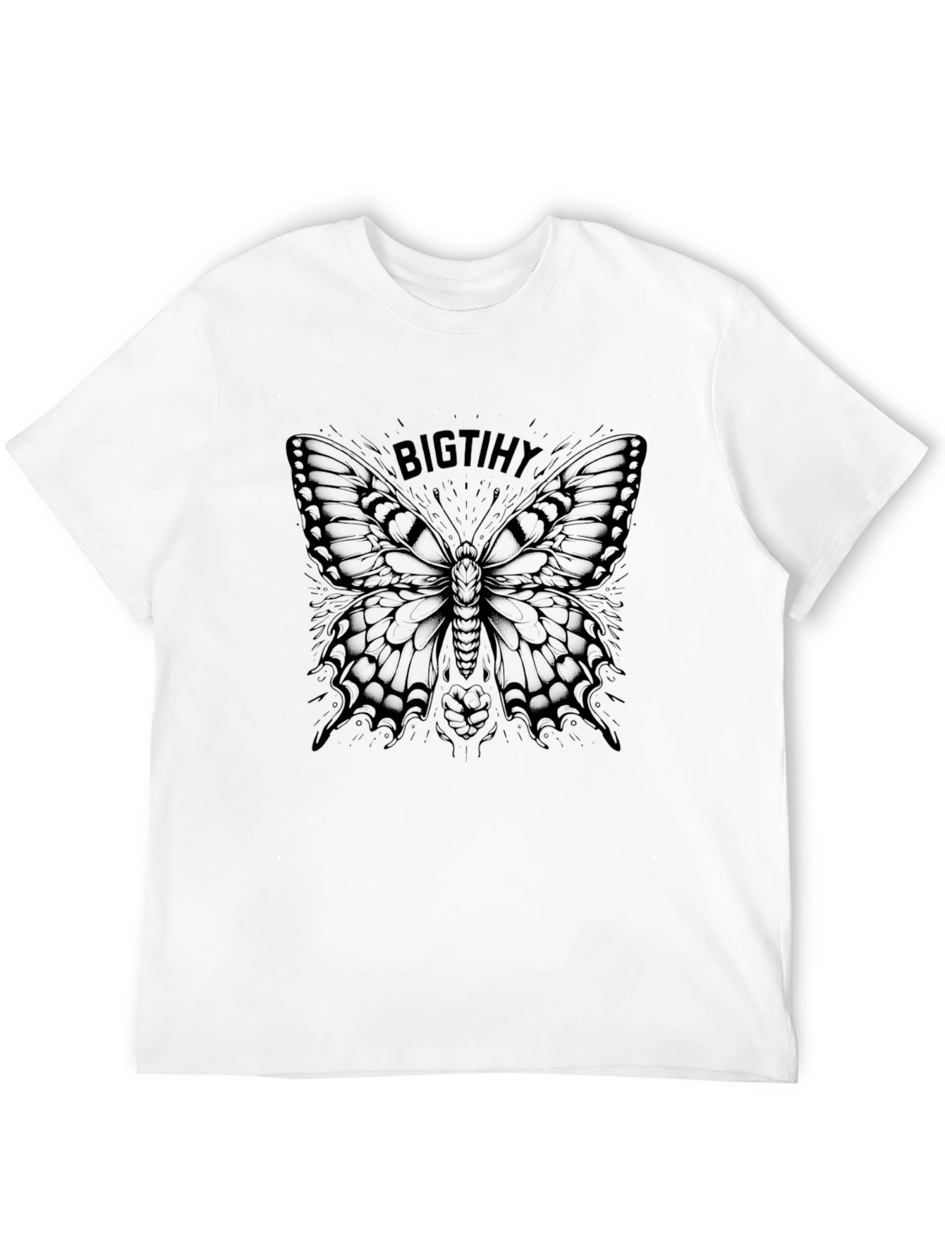 Black Bigtihy Butterfly Graphic Black T-Shirt view 12