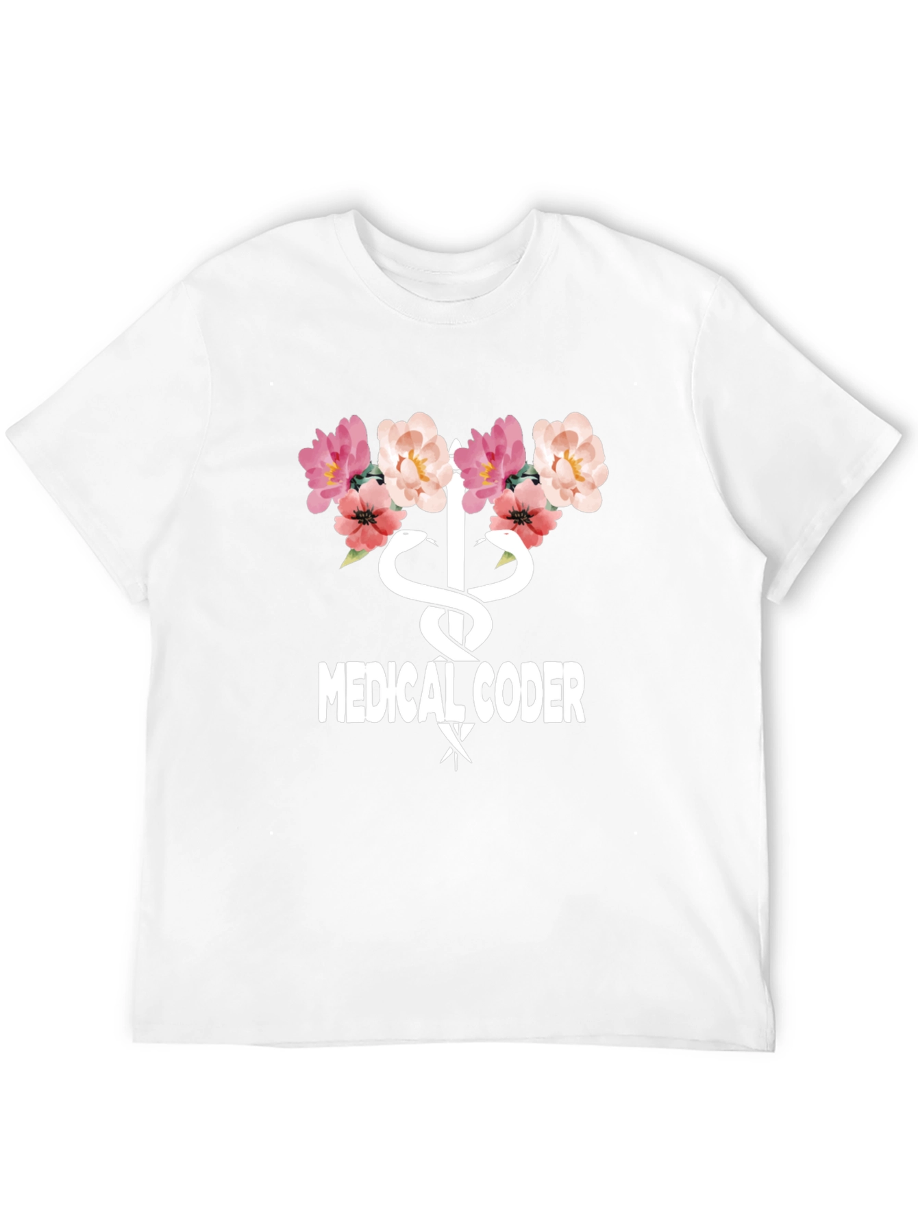 Black Medical Coder Floral Graphic T-Shirt view 12