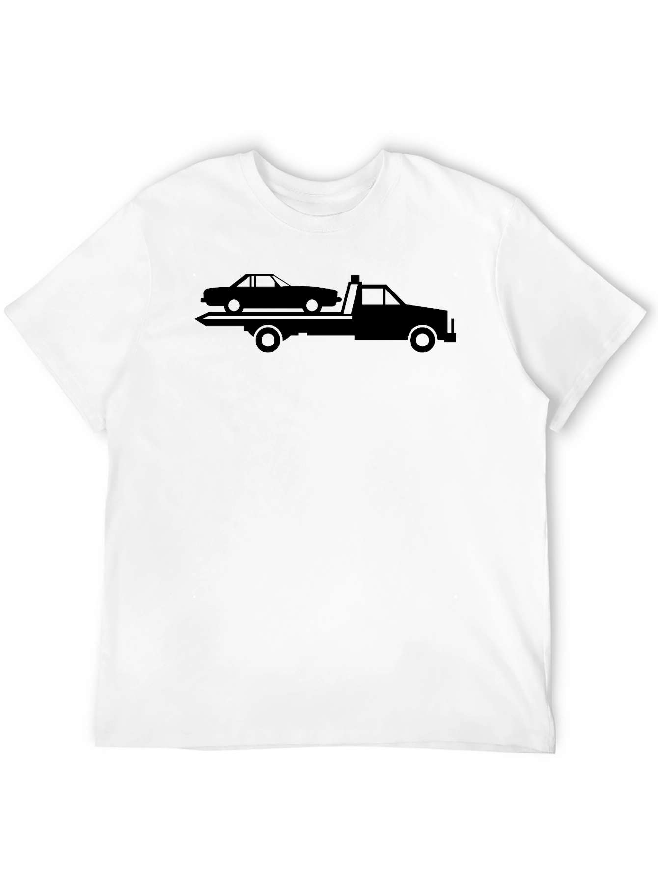 Black Tow Truck Graphic Tee - Black Cotton Shirt view 12