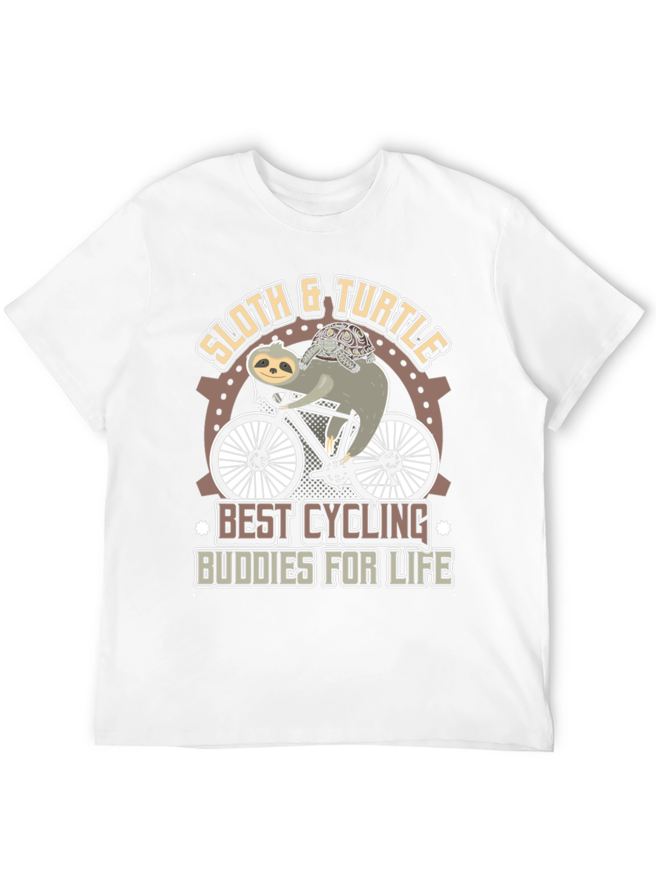 Black Sloth & Turtle Cycling Buddies T-Shirt view 12