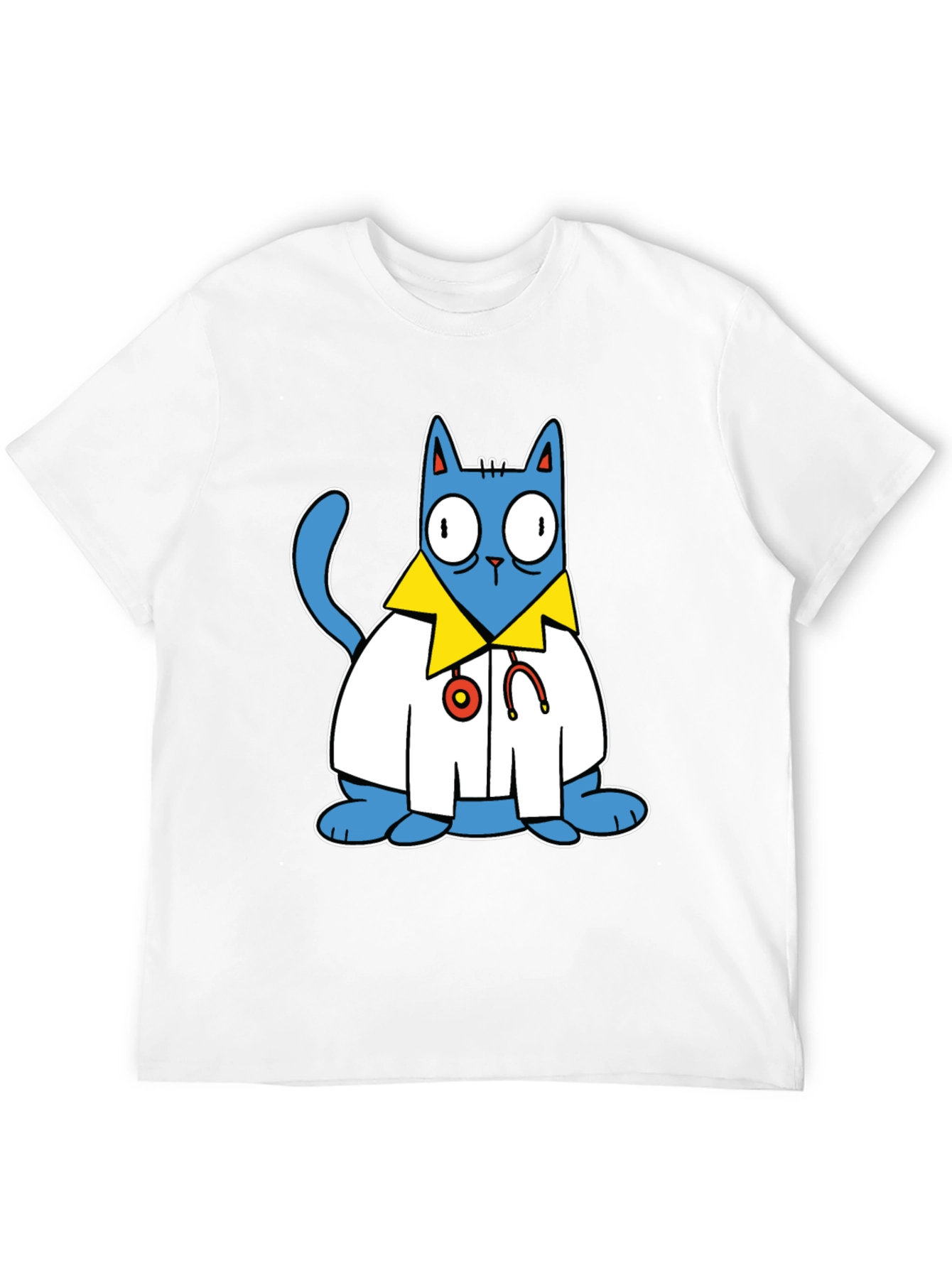 Black Doctor Cat T-Shirt - Funny Cartoon Tee view 12