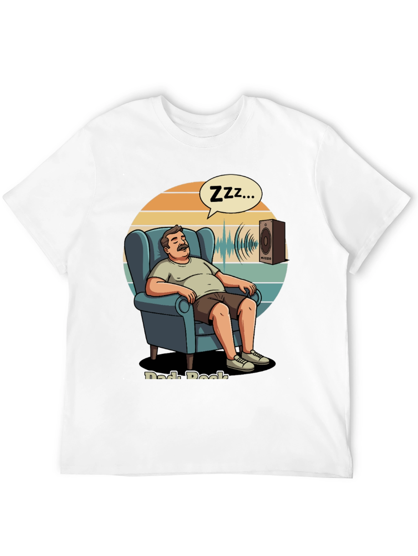 Black Dad Rock T-Shirt: Napping Cartoon Design view 12