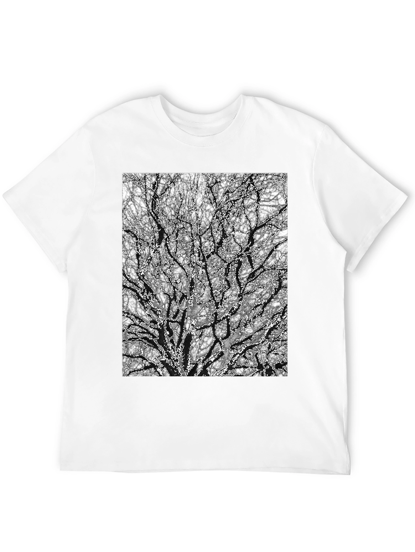 Black Abstract Tree Branch Print Black T-Shirt view 12