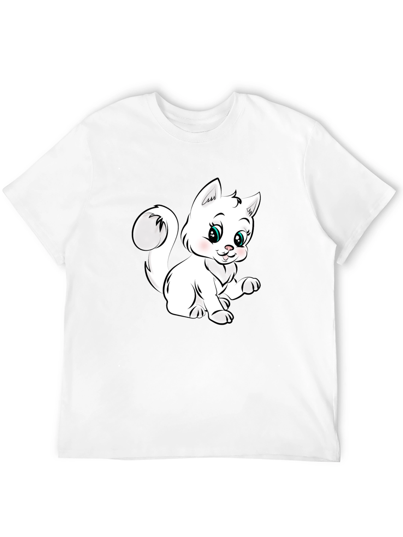 Black Cute Cartoon Kitten Black T-Shirt view 12