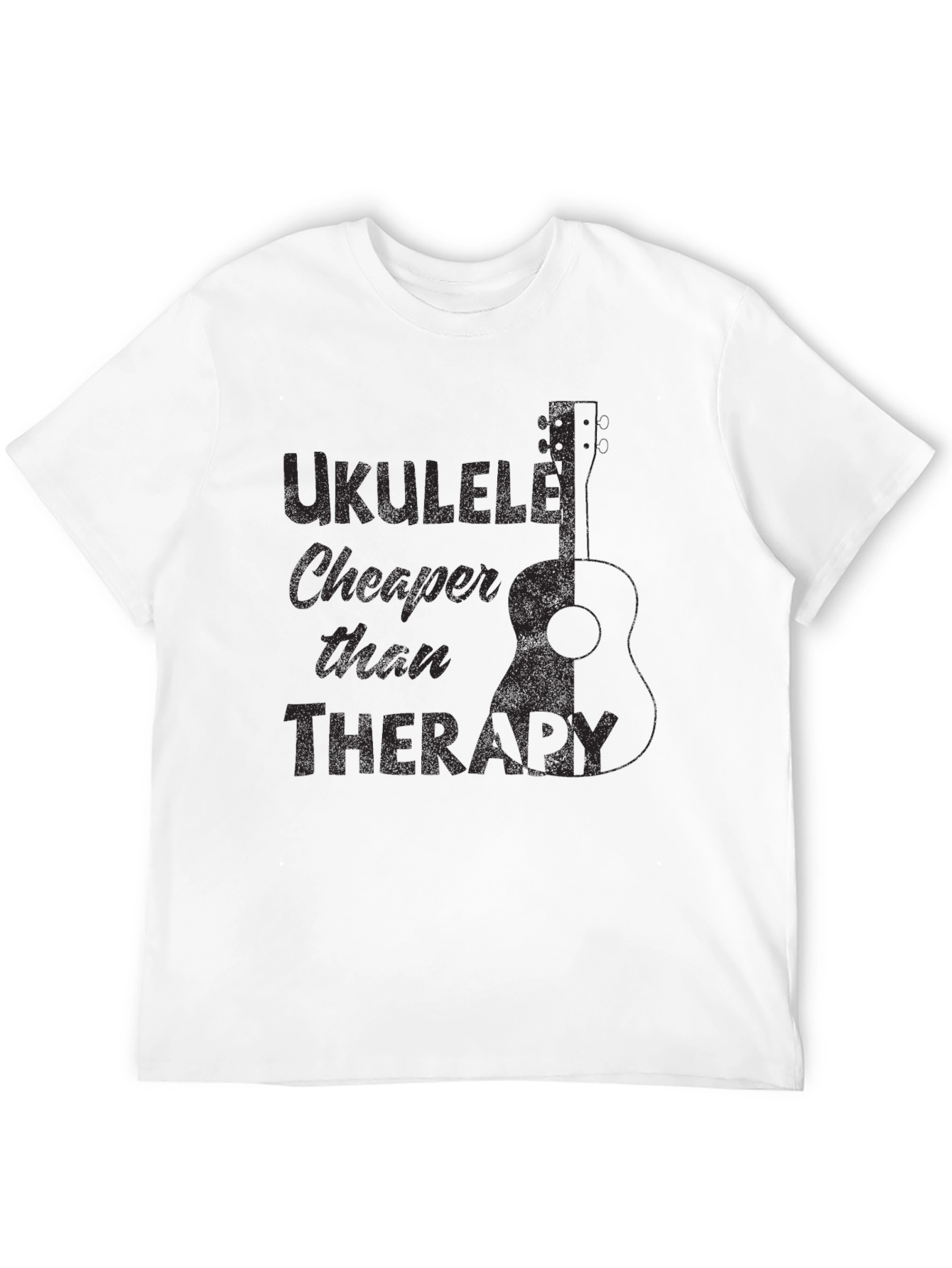 Black Ukulele Cheaper Than Therapy Black T-Shirt view 12
