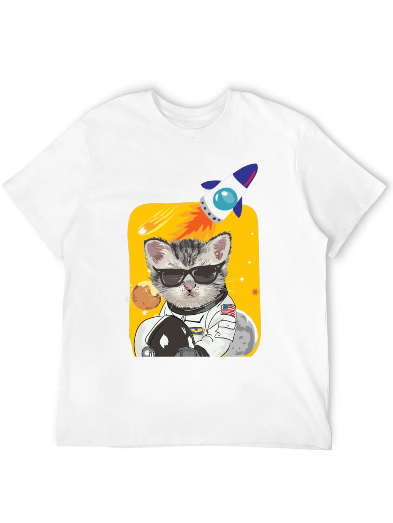 Black Astronaut Cat Graphic Tee - Space Kitty T-Shirt view 12