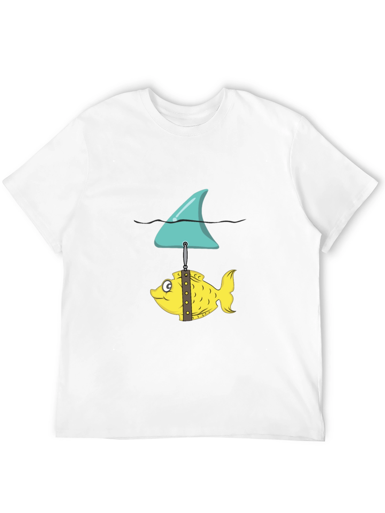 Black Funny Fish and Shark Fin Graphic T-Shirt view 12