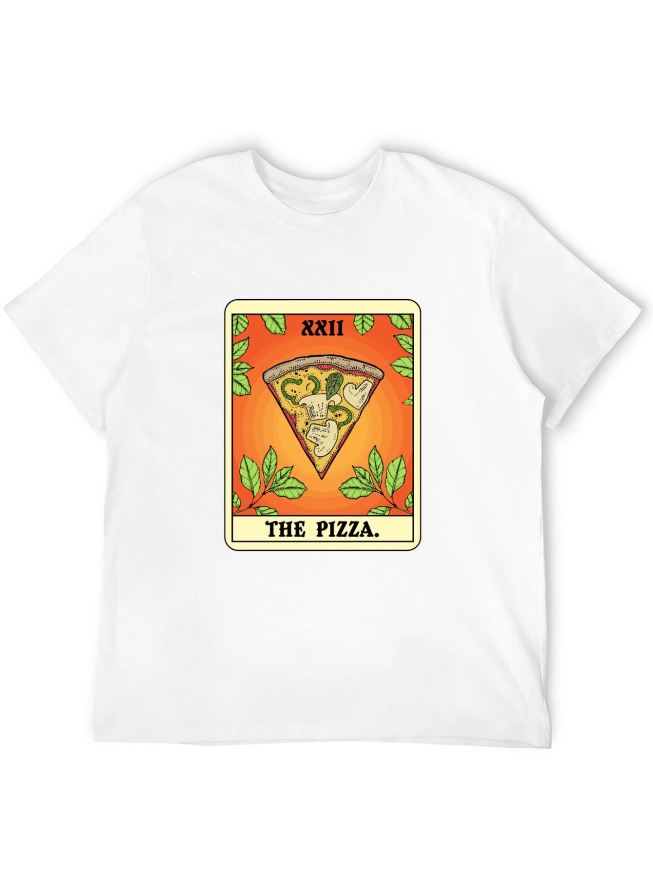 Black Pizza Tarot Card T-Shirt - Novelty Graphic Tee view 12