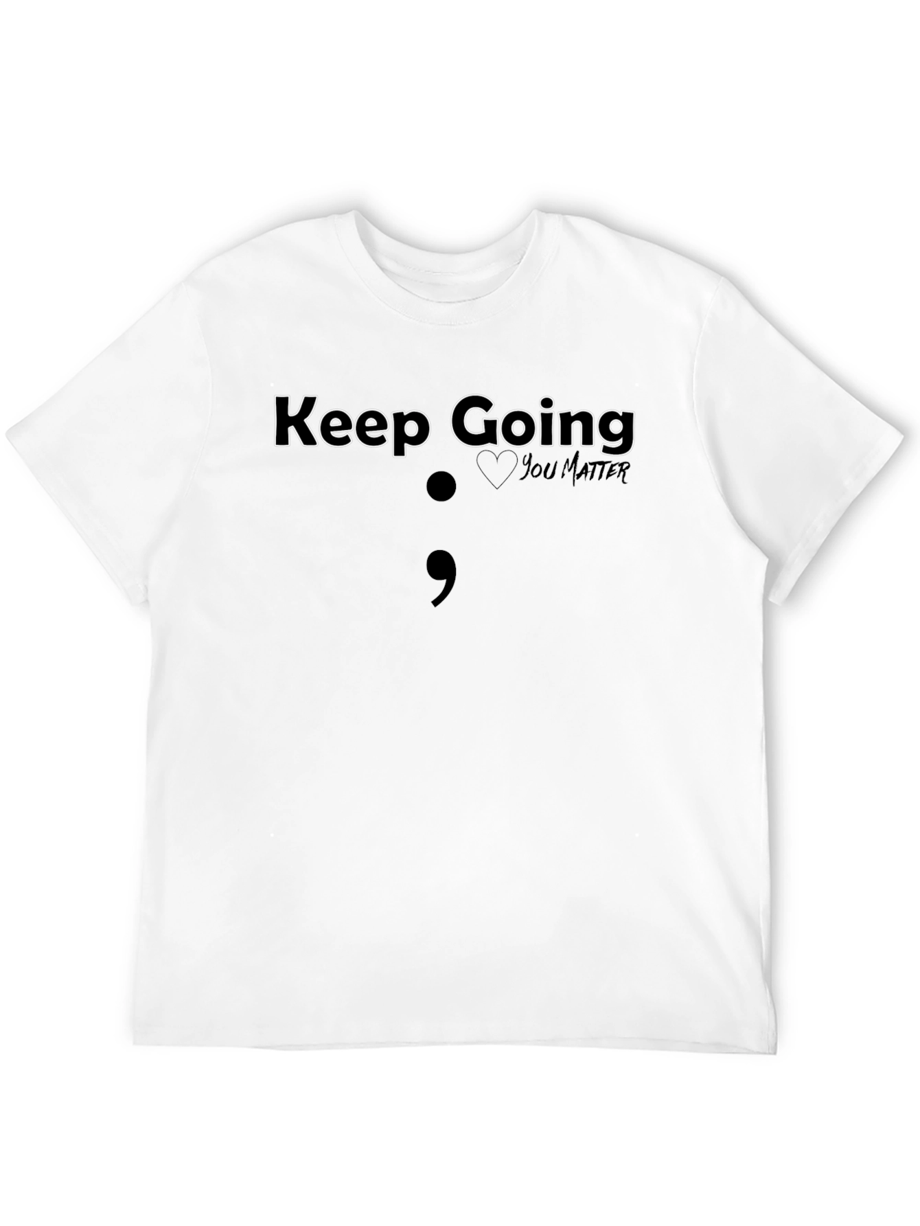 Black Keep Going Semicolon T-Shirt - Mental Health Awareness Tee view 12