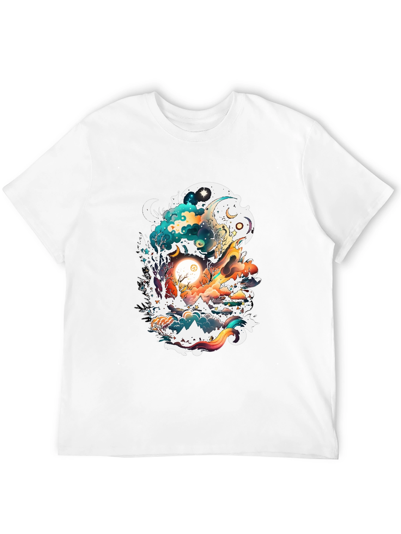 Black Nature Inspired Graphic Tee - Black Cotton Comfort view 12