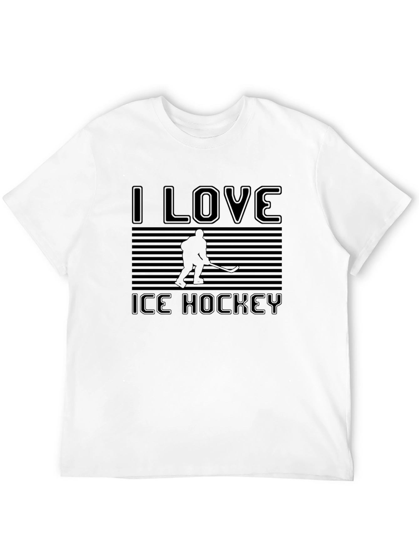 Black I Love Ice Hockey Black T-Shirt view 12