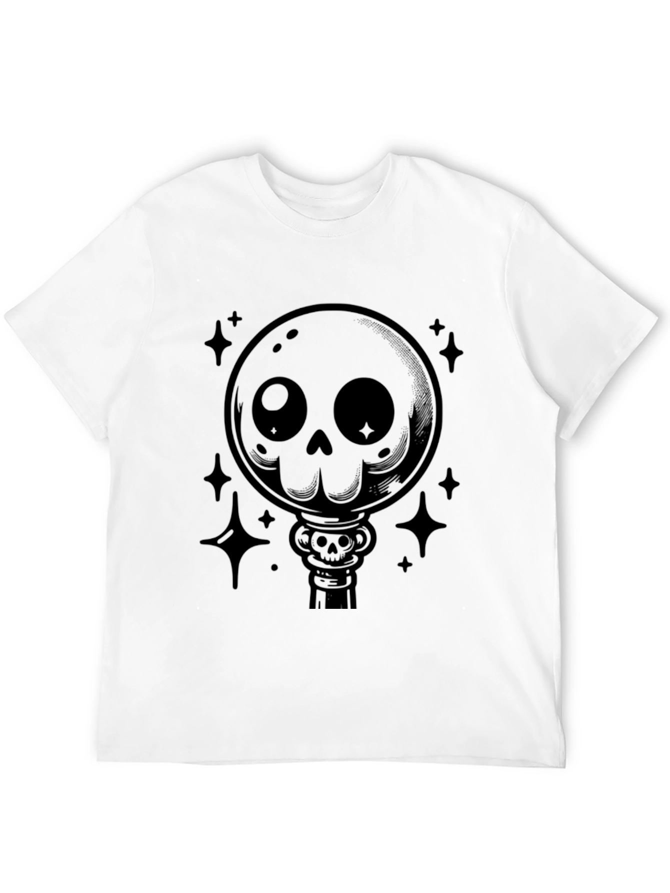 Black Gothic Skull Lollipop Graphic Print Black T-Shirt view 12