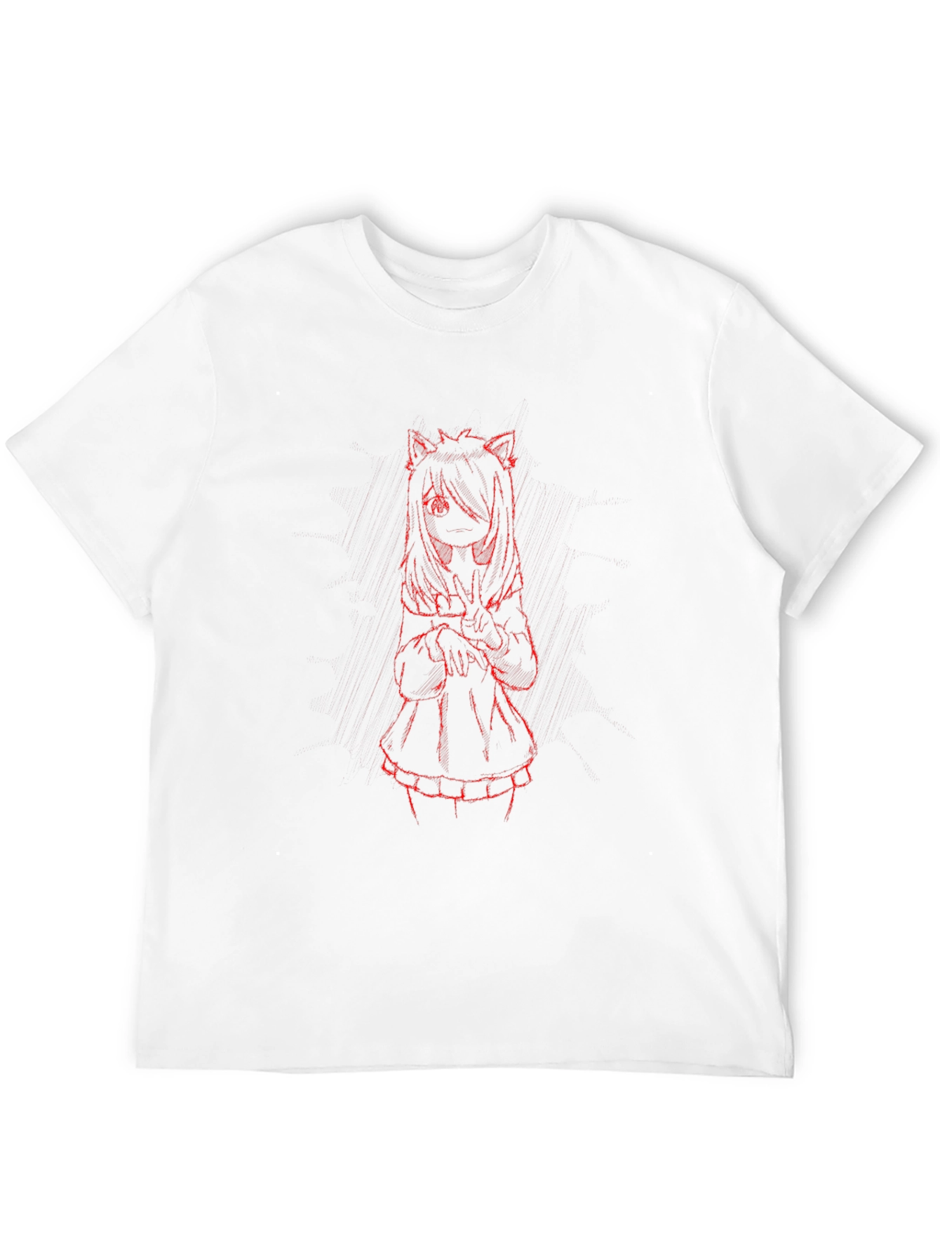 Black Anime Girl Graphic Tee - Black Short Sleeve Crew Neck view 12
