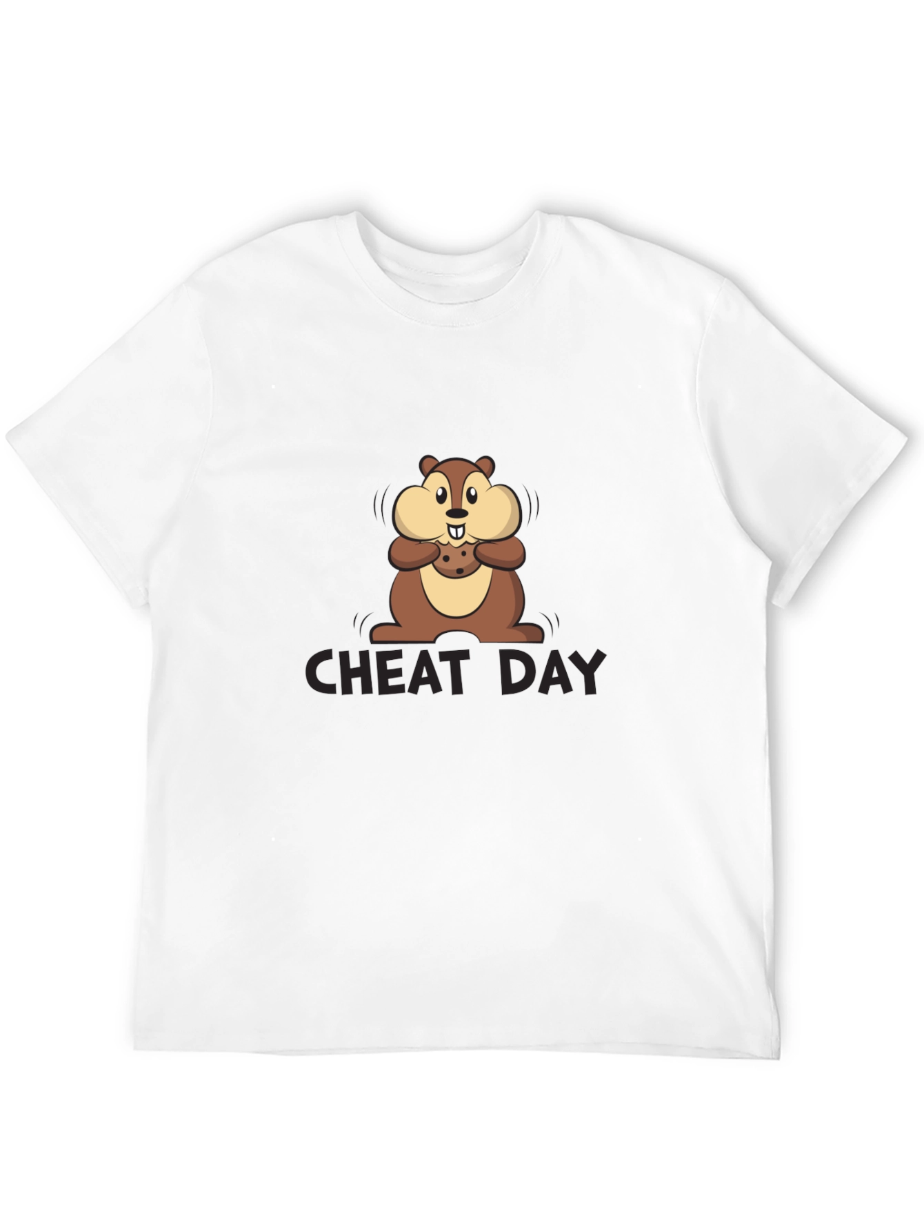 Black Cheat Day Chipmunk Graphic Tee - Black Cotton T-Shirt view 12