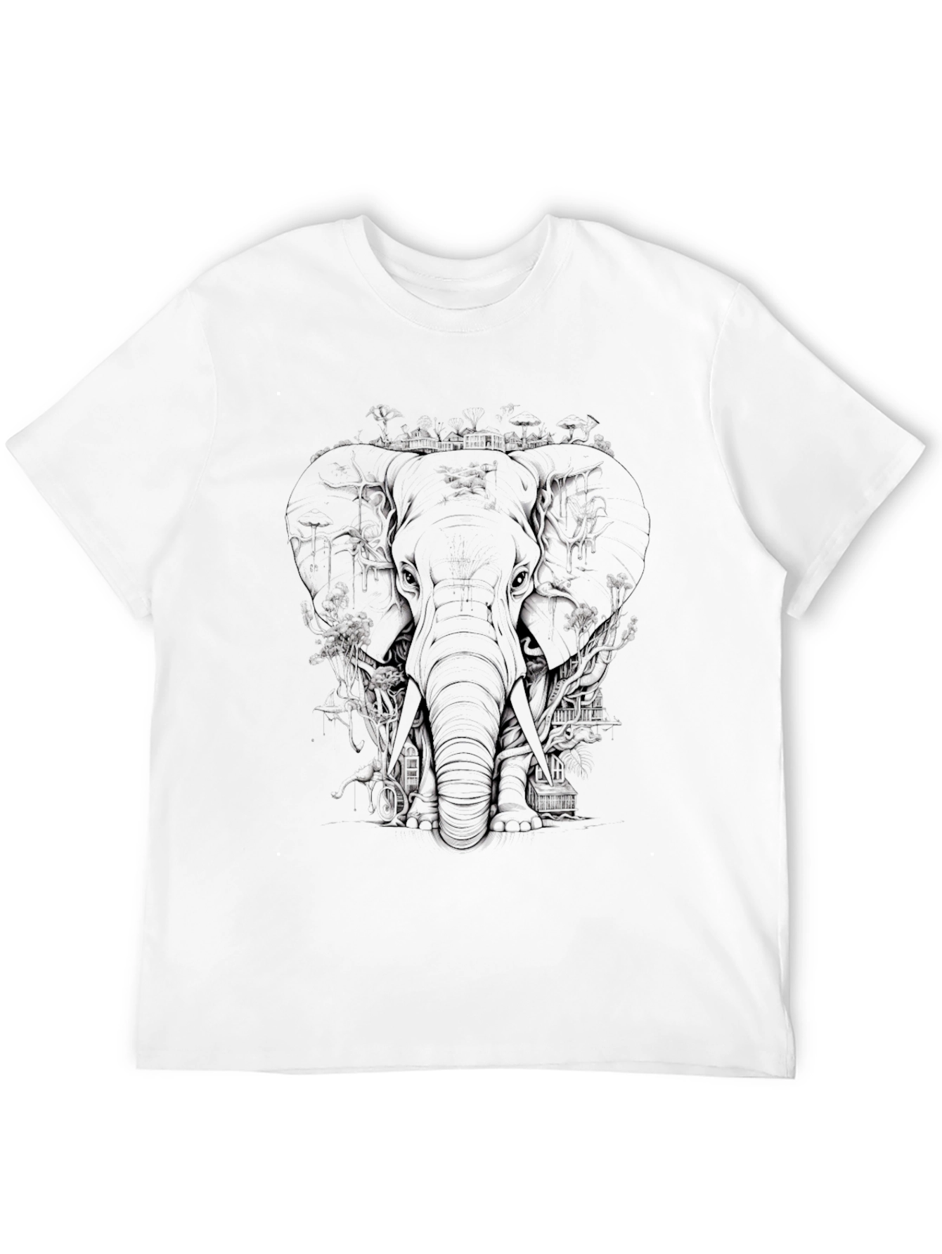 Black Elephant Graphic Tee - Black Cotton T-Shirt view 12