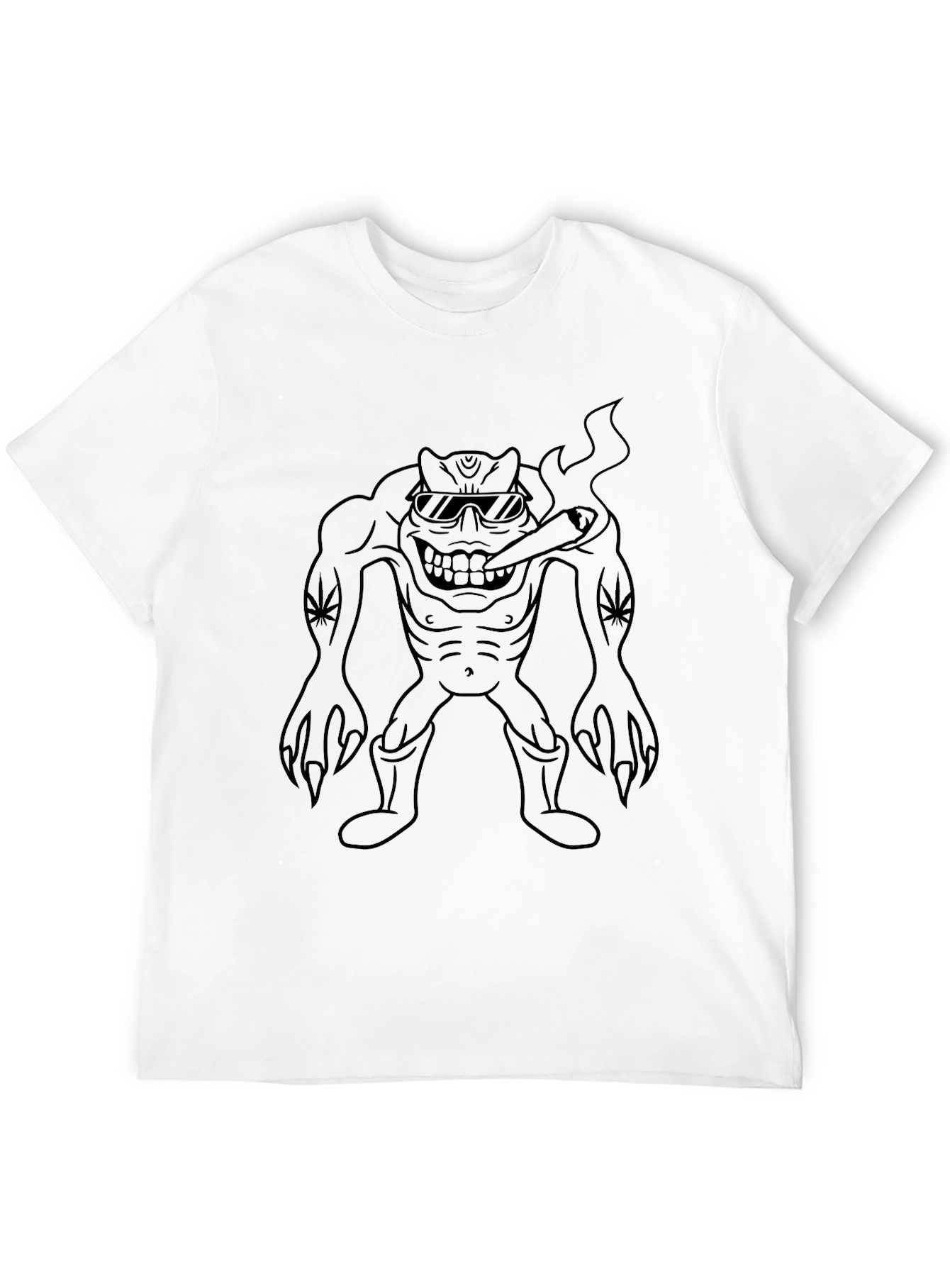Black Black T-Shirt with Weed Monster Graphic view 12
