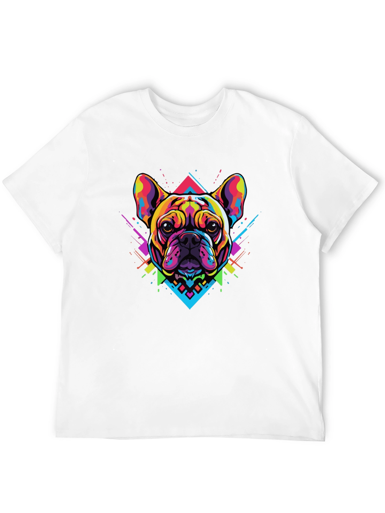 Black Bold Geometric Bulldog Graphic Tee - Black view 12