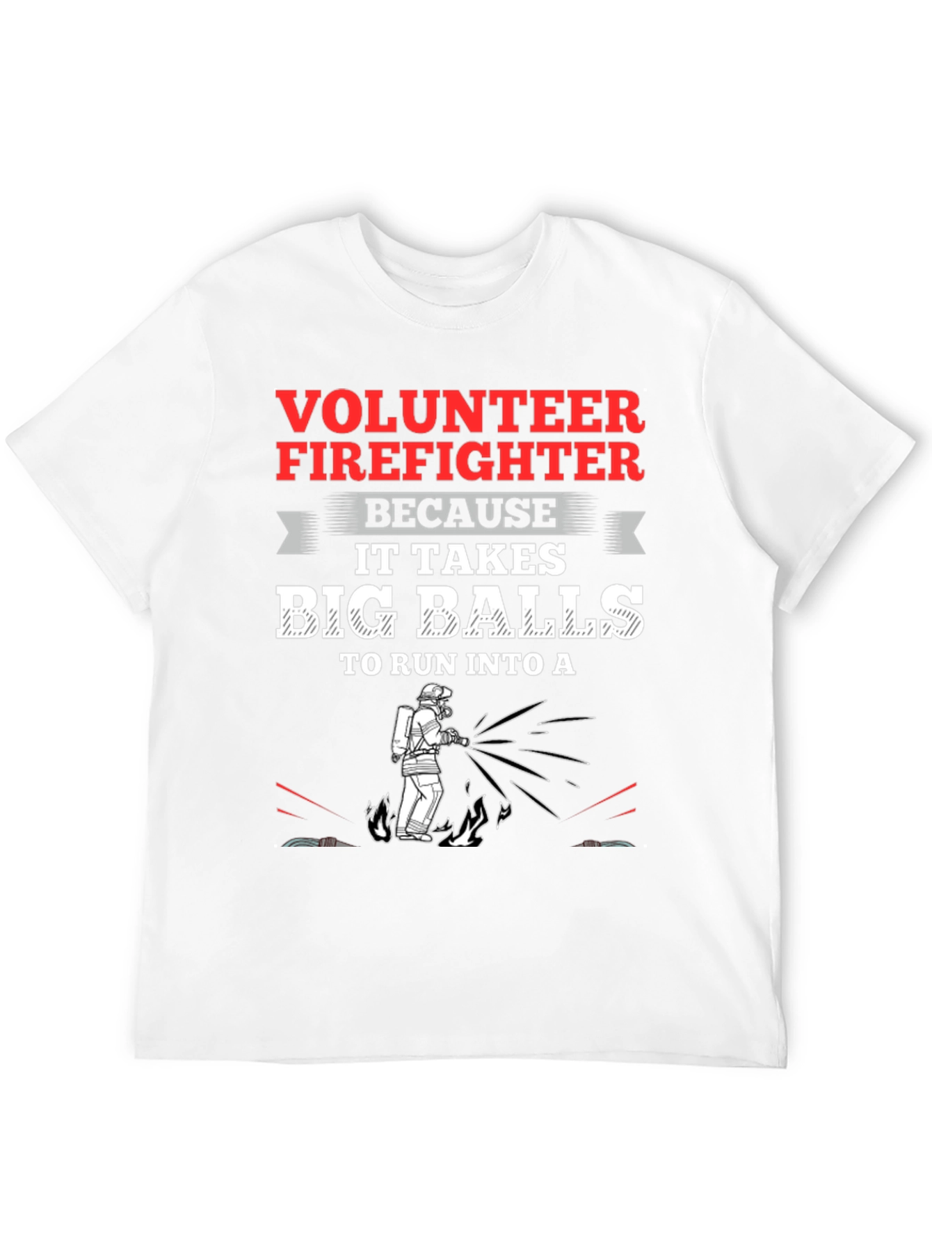 Black Volunteer Firefighter Big Balls Graphic Tee view 12