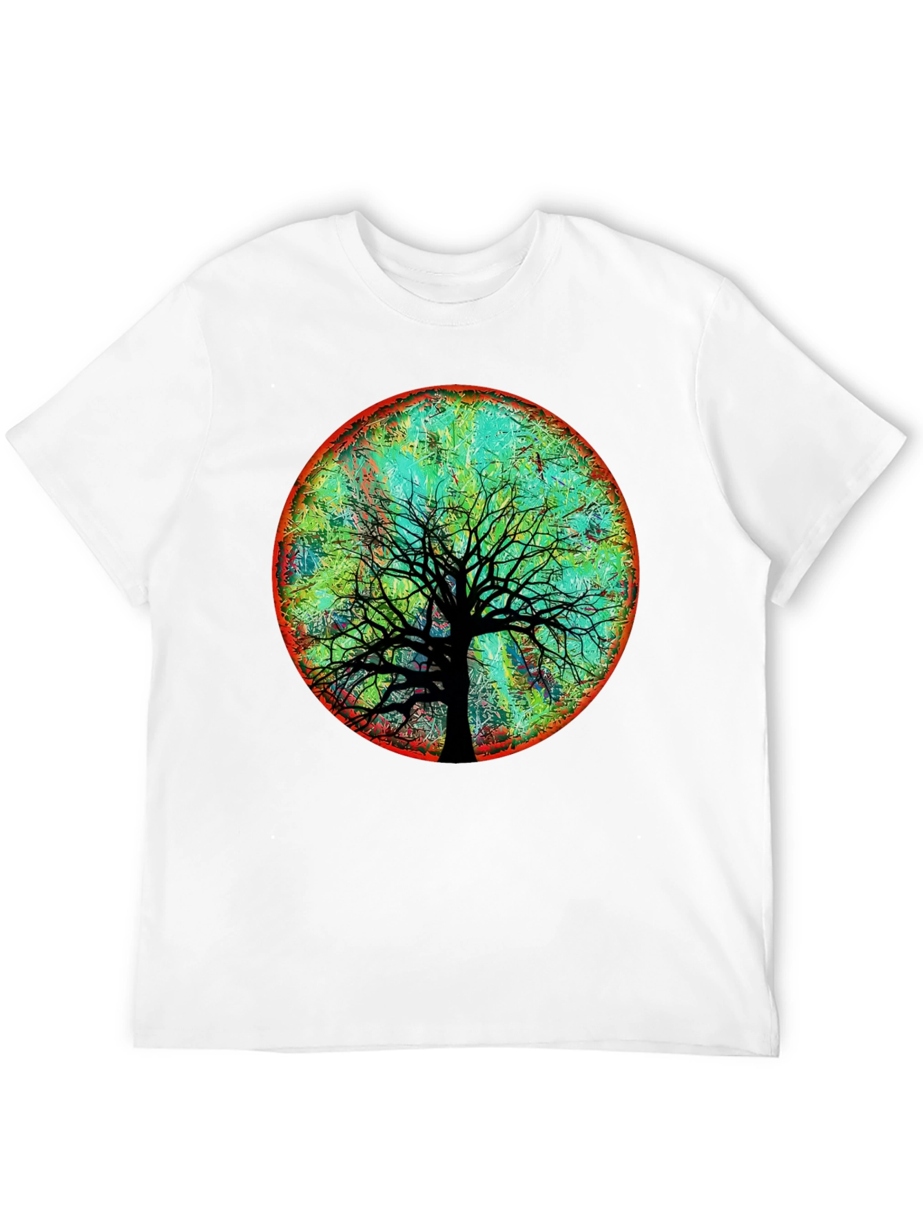 Black Artsy Tree of Life Graphic Tee - Black Cotton Blend view 12