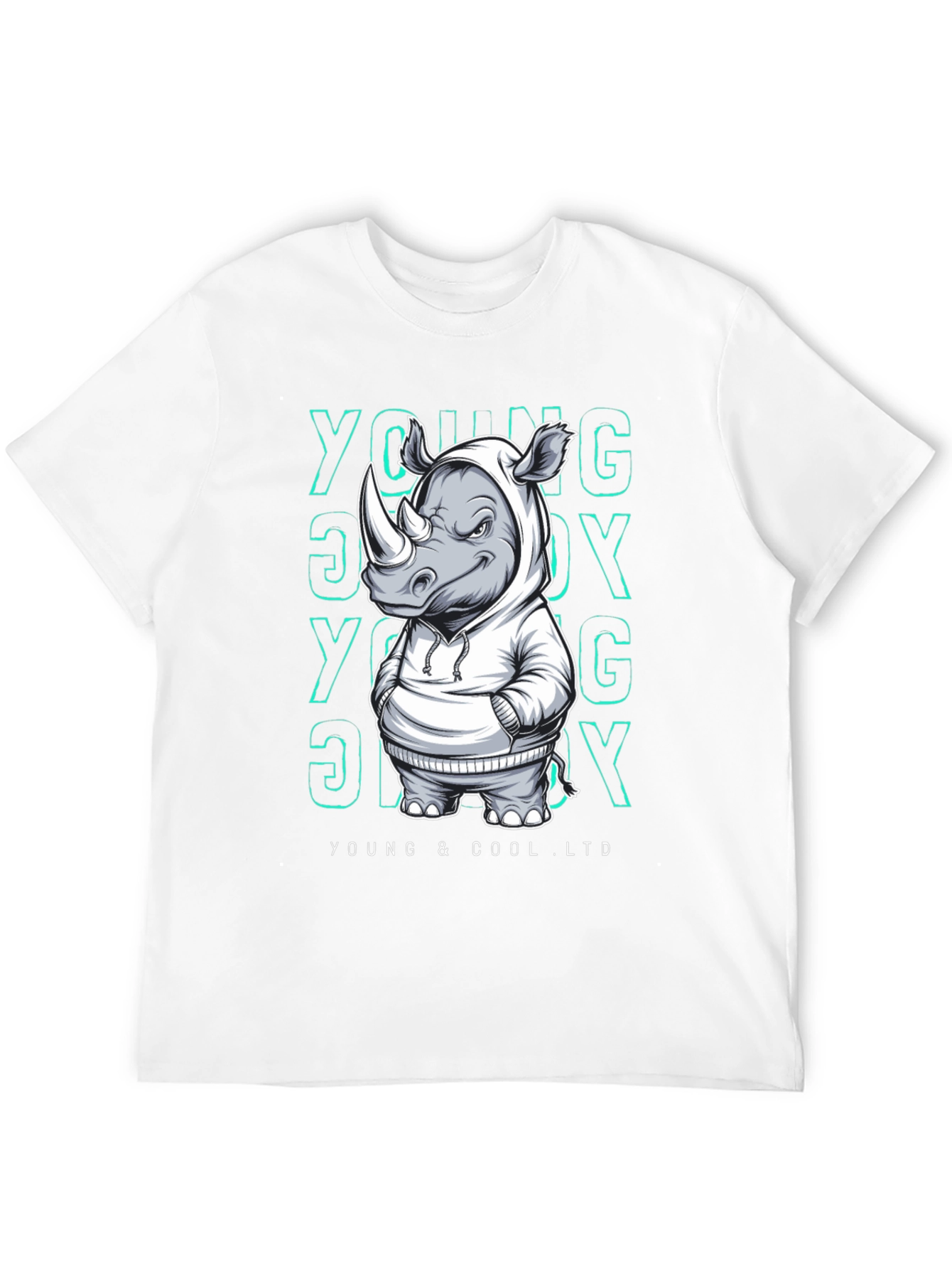 Black Cool Rhino Graphic T-Shirt - Young & Cool Ltd. view 12