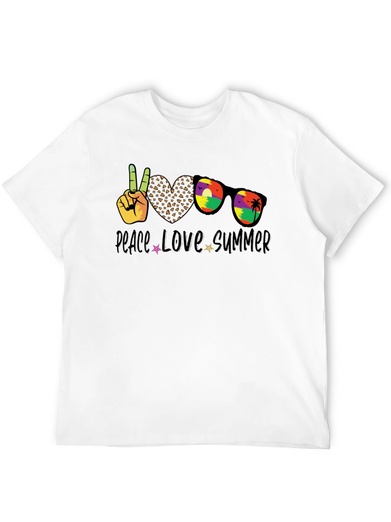 Black Peace Love Summer T-Shirt, Unisex Casual Tee view 12