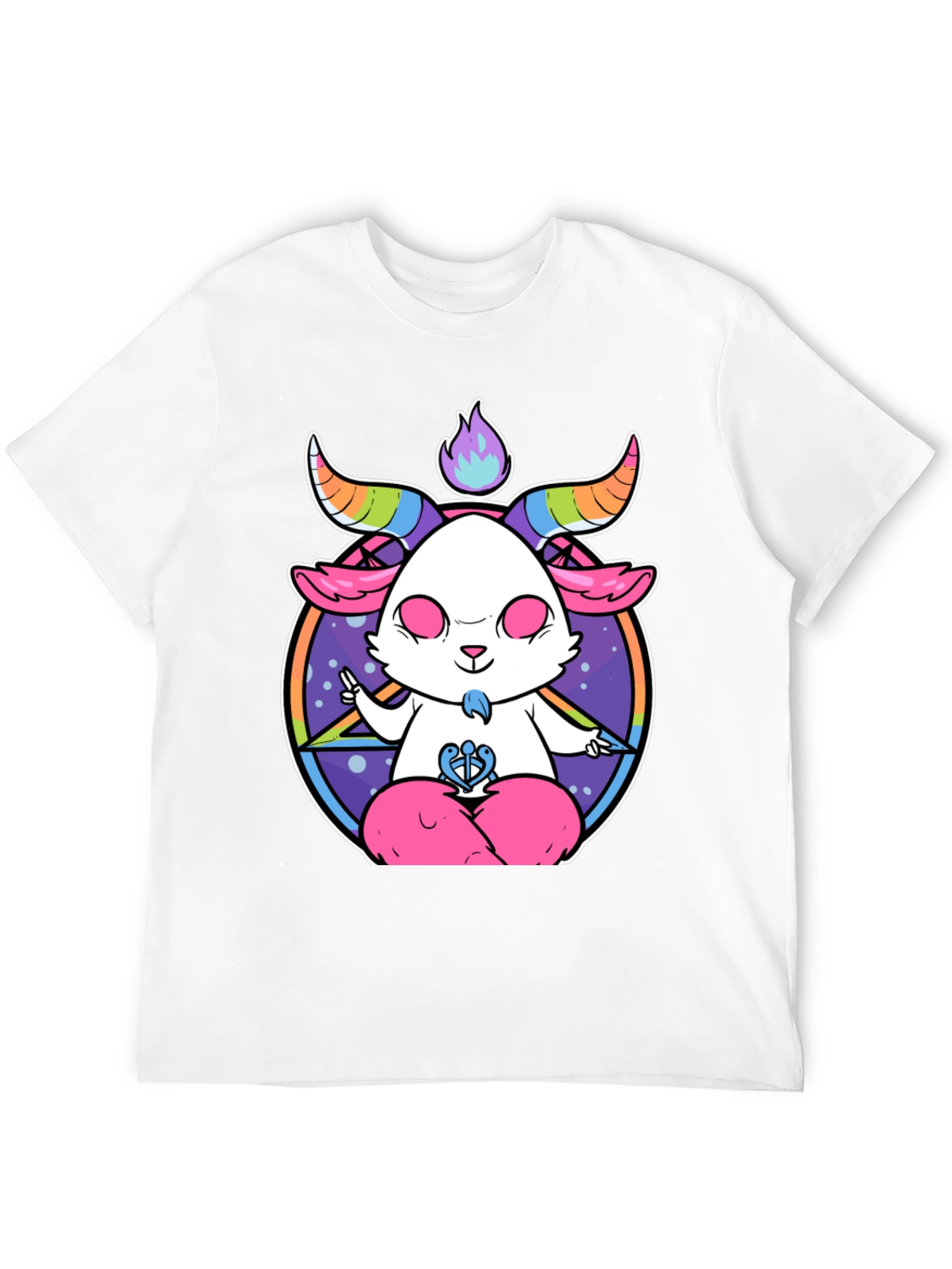 Black Meditating Pastel Goat T-Shirt view 12