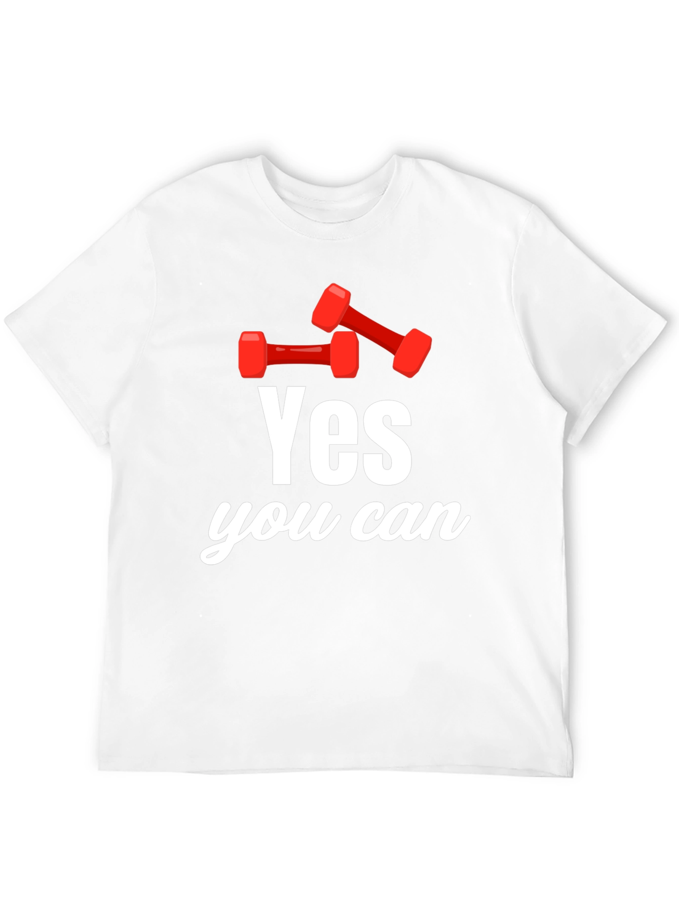 Black Yes You Can! Dumbbell Graphic T-Shirt - Motivational Gym Tee view 12